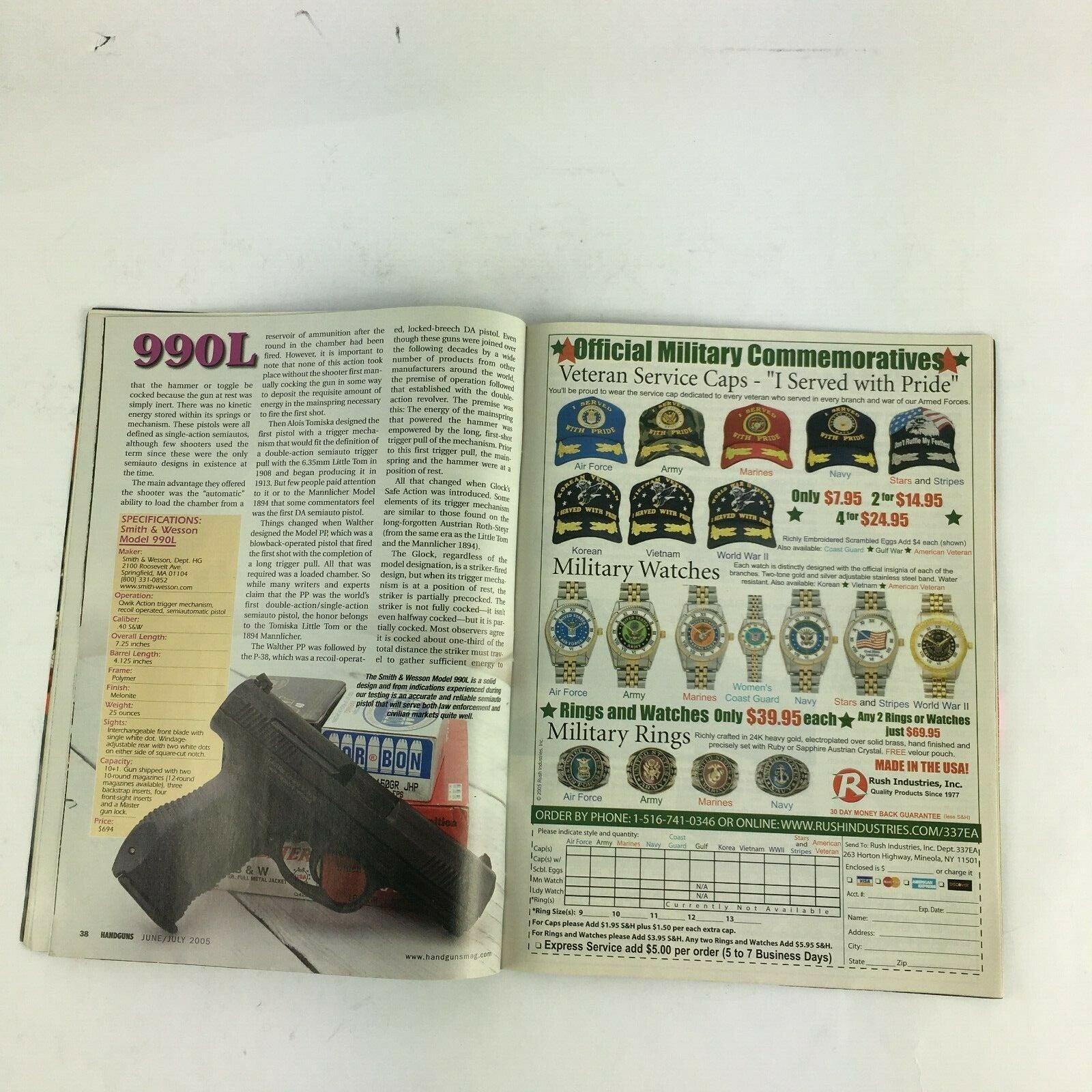July 2005 Guns & Ammo Handguns Magazine S&W 990L Fast Action .40 .44 MAG Reloads
