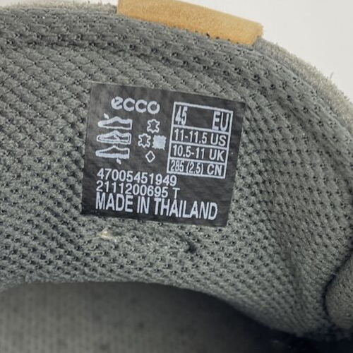 Men's 11 11.5 45 Ecco Soft 7 Urban Shoes Sneaker Gray Perforated Leather Lace-Up