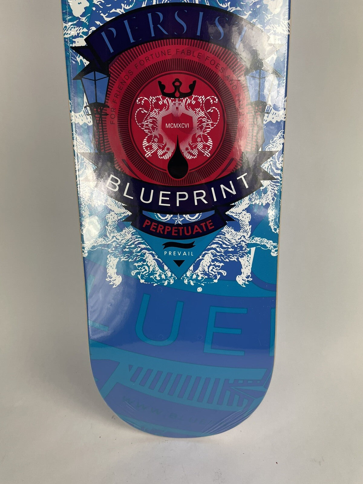 Blueprint Courage Bright Blue rare 8-inch hard rock maple skateboard deck.