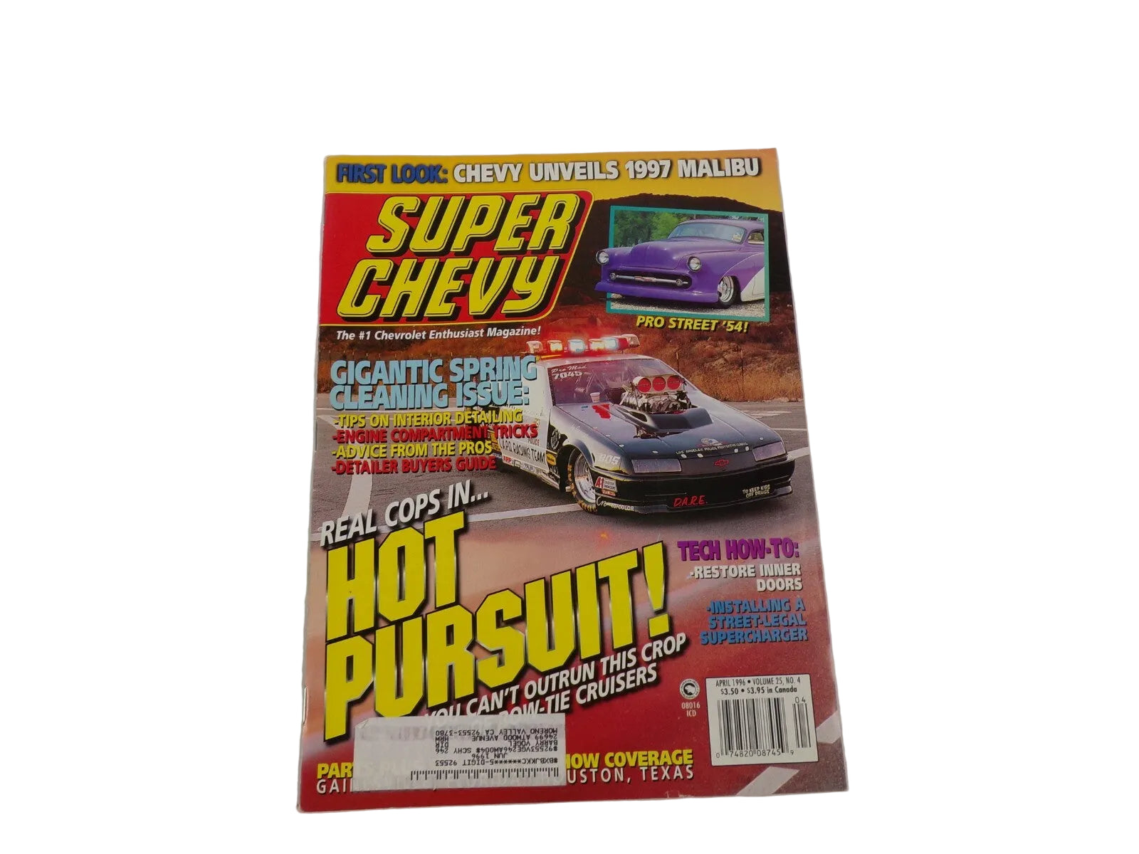 April 1996 Muscle Machines Magazine Real Cops In Hot Pursuit! Gigantic Spring