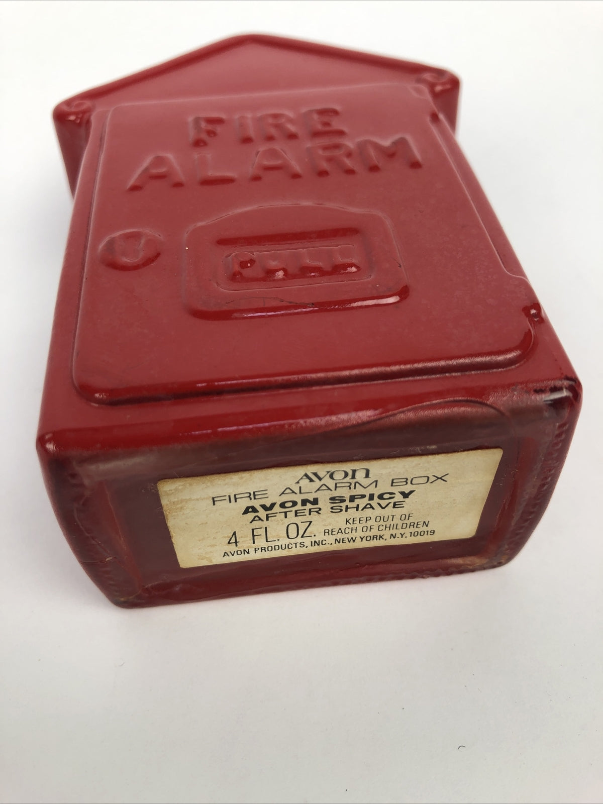 AVON FIRE ALARM BOX ELECTRIC PRE-SHAVE LOTION (empty) BOTTLE Vintage 1975