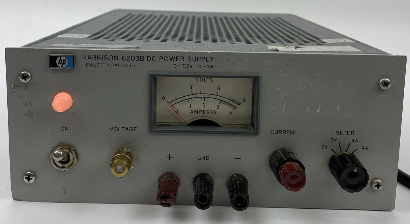 HP Hewlett Packard * Harrison 6203B Power Supply 0-7.5V 0-3A - VINTAGE