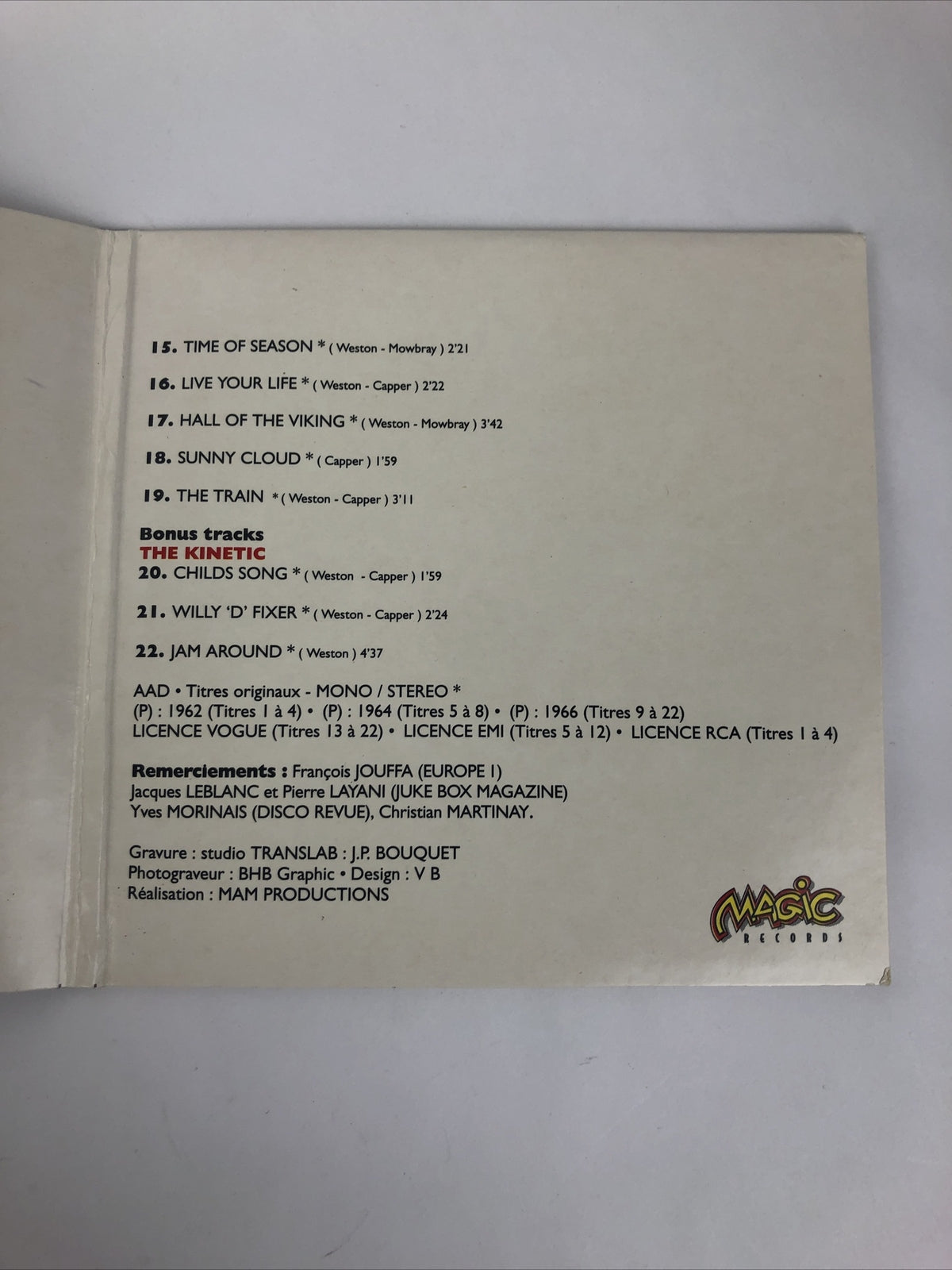 FRENCH 60’s EP Collection CD SIXTIES YEARS Lafayettes Kenetic Dynamites Lords #1