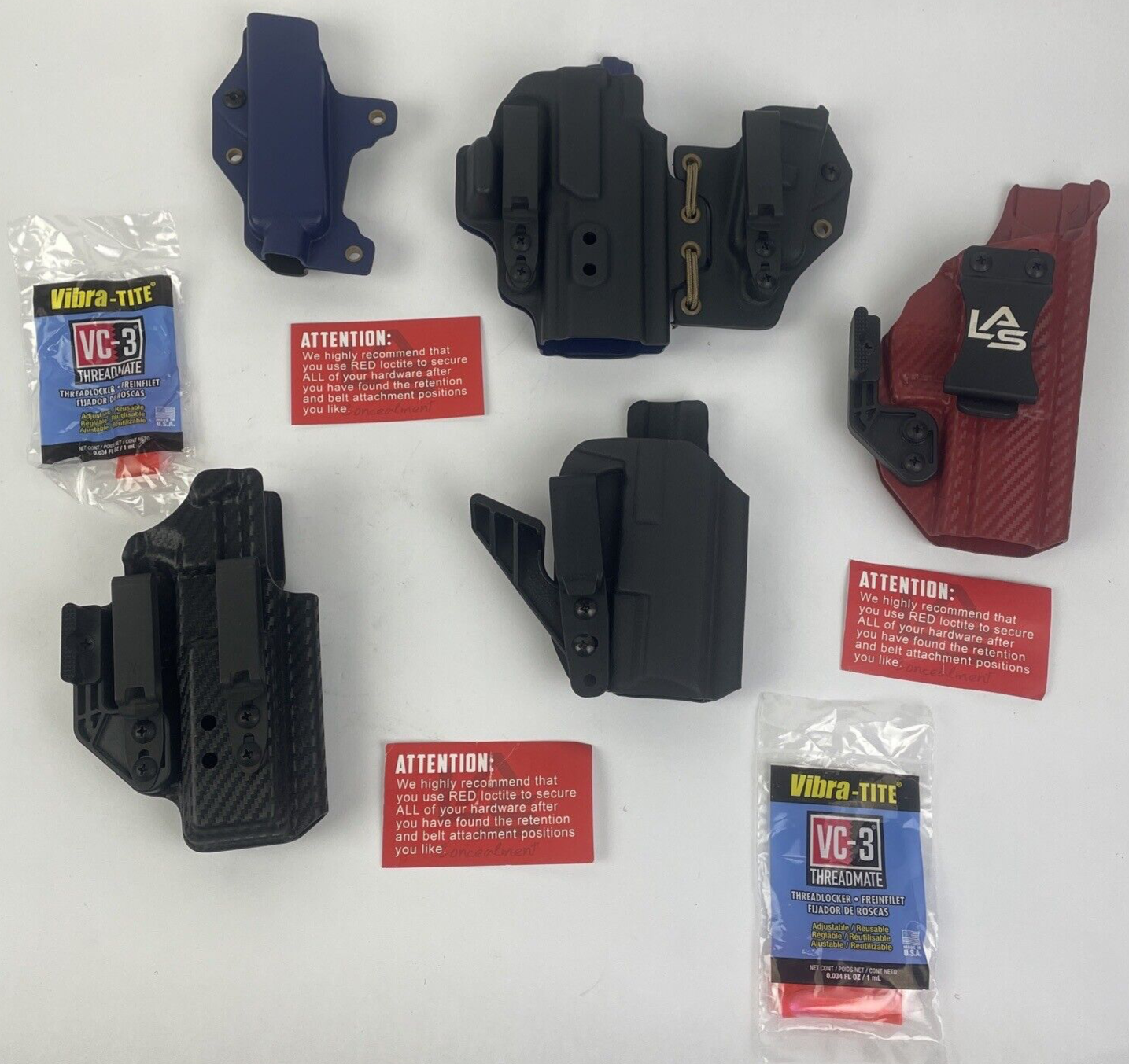 Lot of 5 x Graphite Kydex Gun Holster Pistol Concealed Carry Holster - Brand New