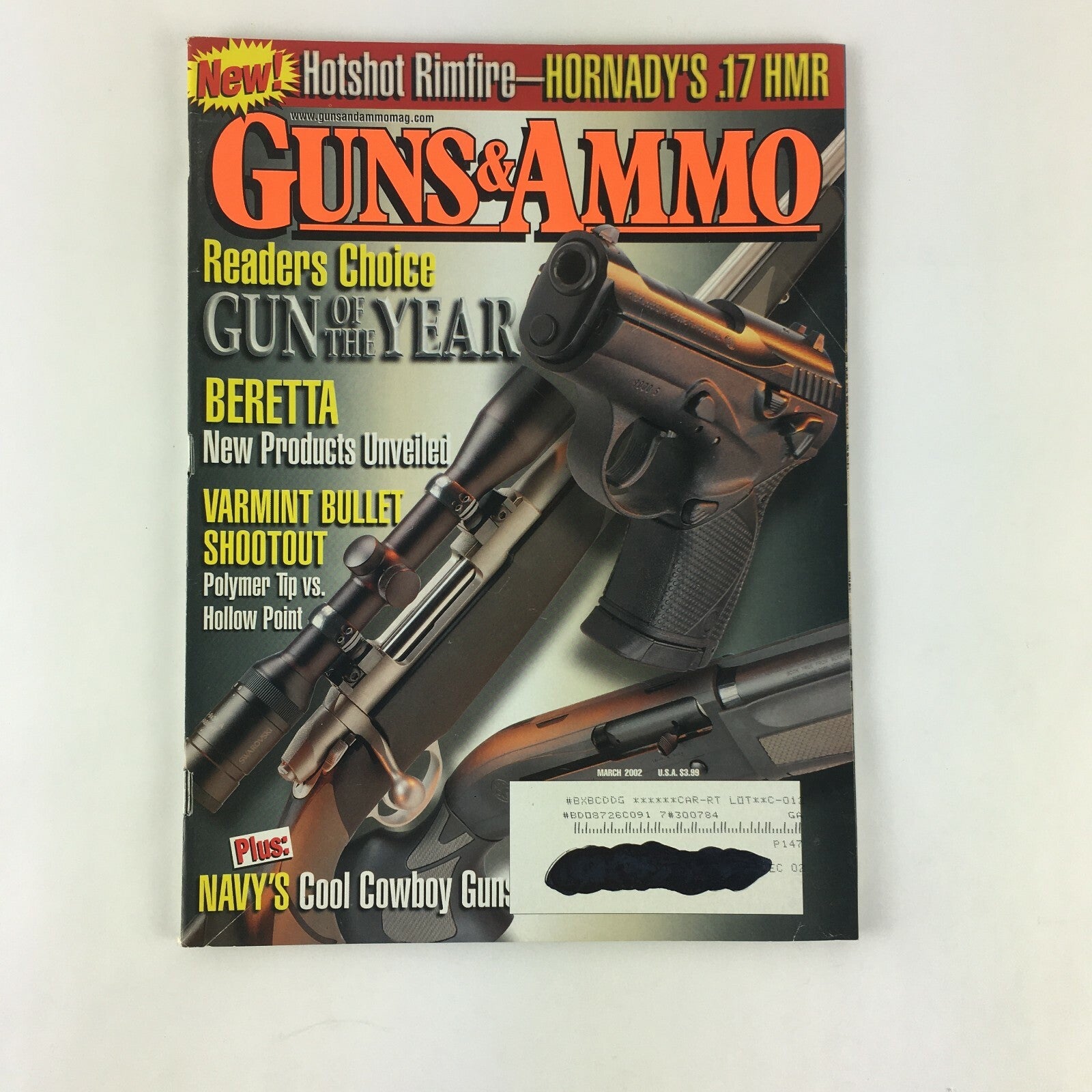 March 2002 Guns & Ammo Magazine Gun of the Year Beretta Hornady's .17 HMR