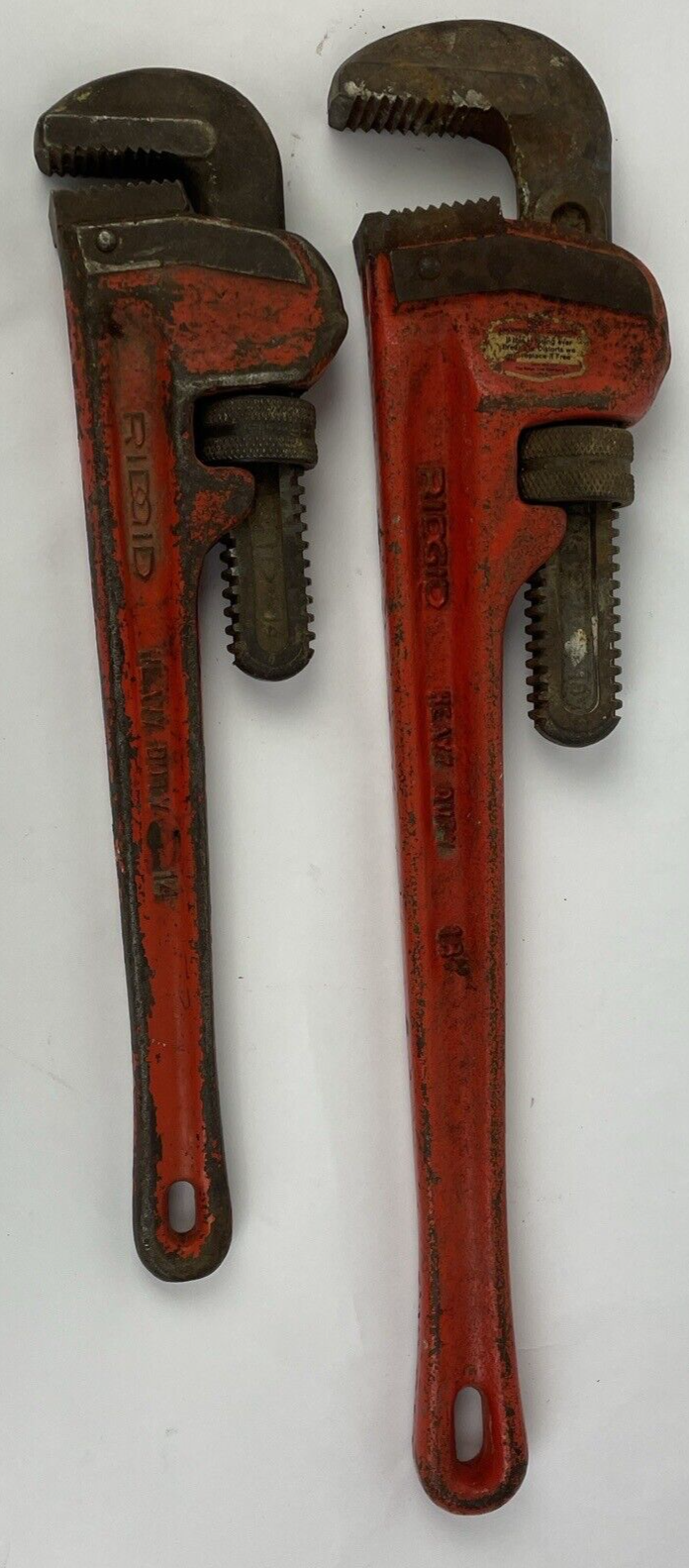 LOT Used Ridgid 18” & 14'' pipe wrenches Ridge Tool Co USA Vintage Tool Lot VGC