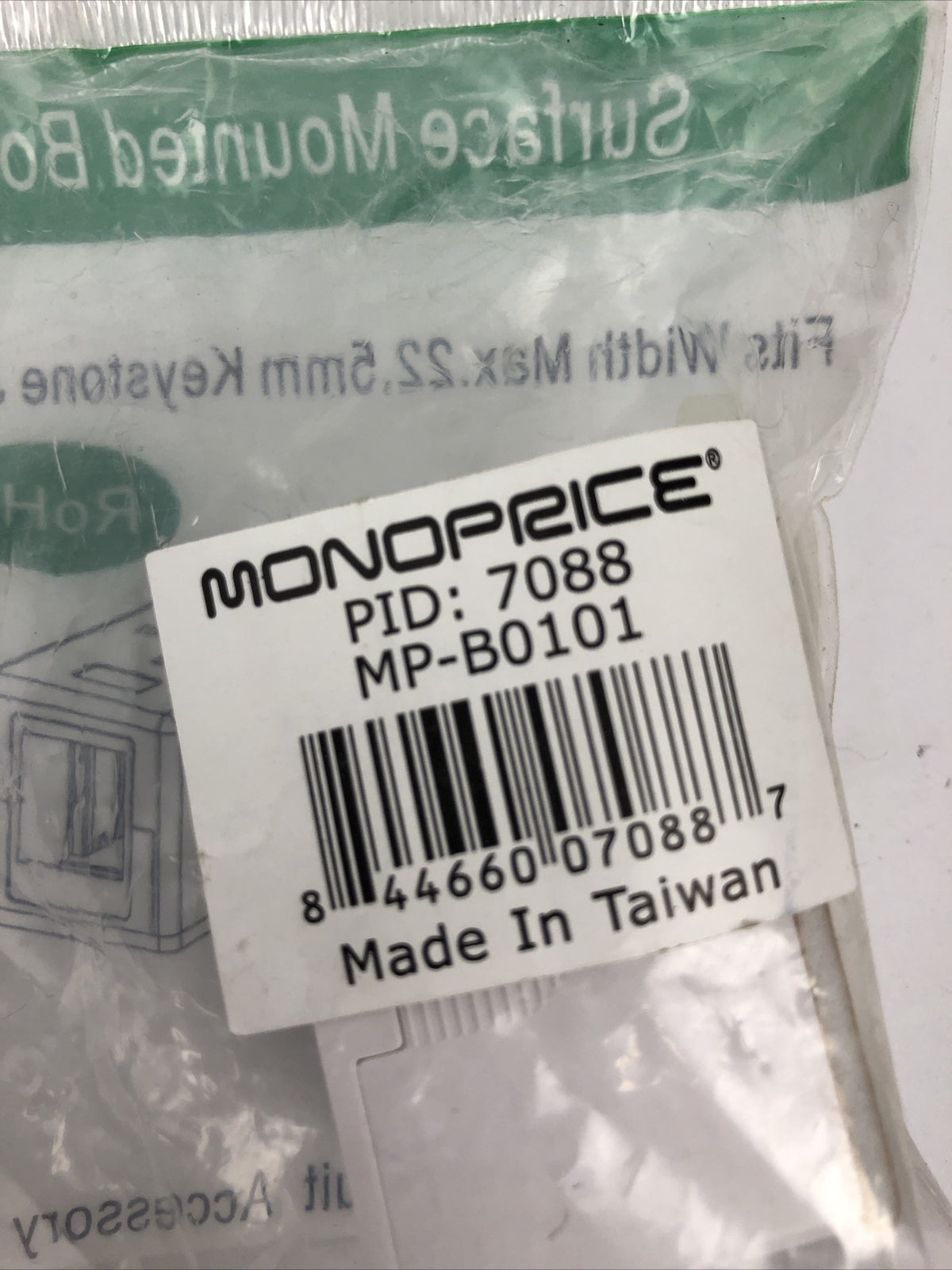 Monoprice PID : 7088 MB-B0101 Surface Mount Box Single / 1 Port Max width 22.5m