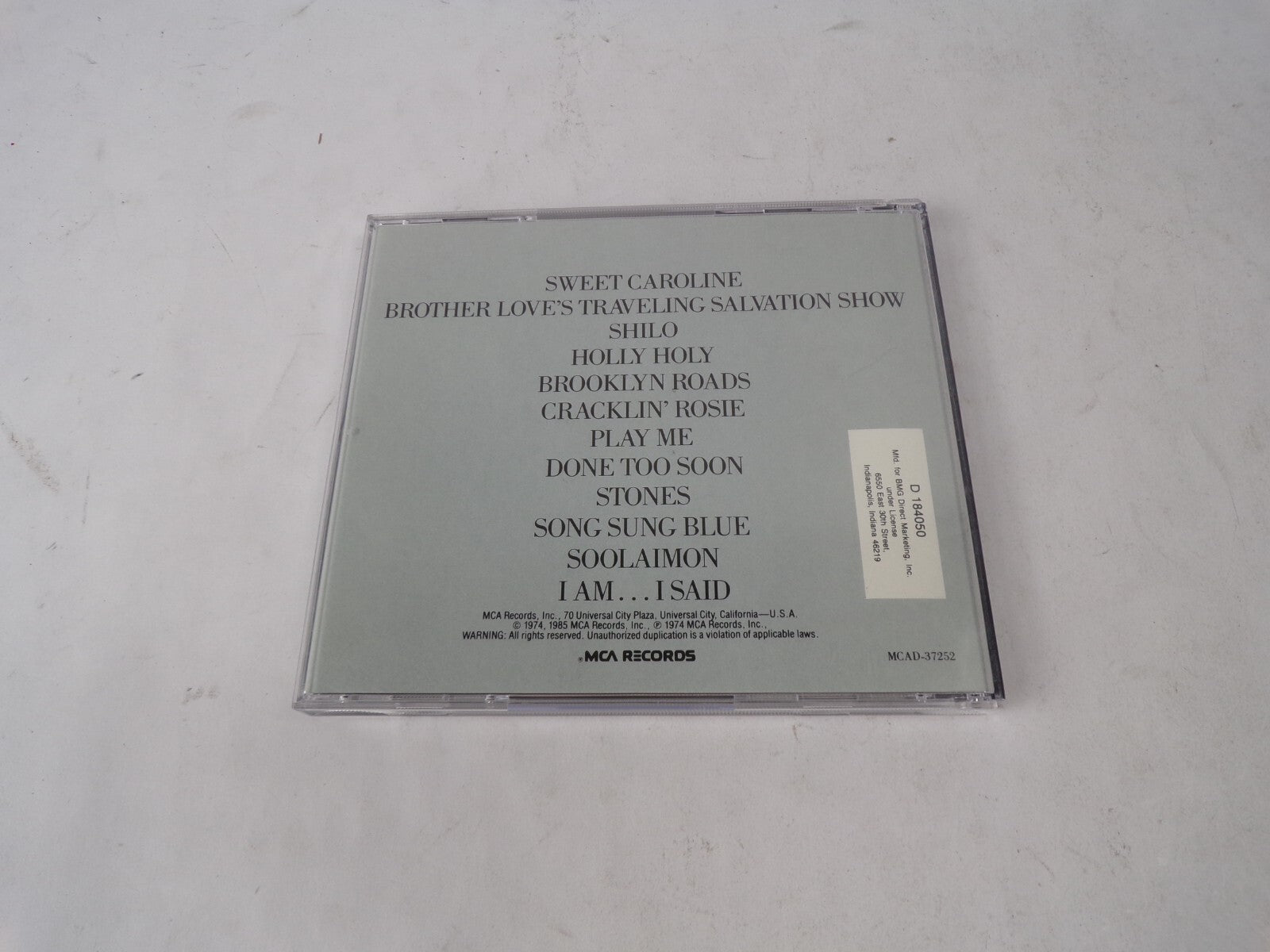 Neil Diamond His 12 Greatest Hits Song Sung Blue Iam I Said Play Me BrotherCD#62