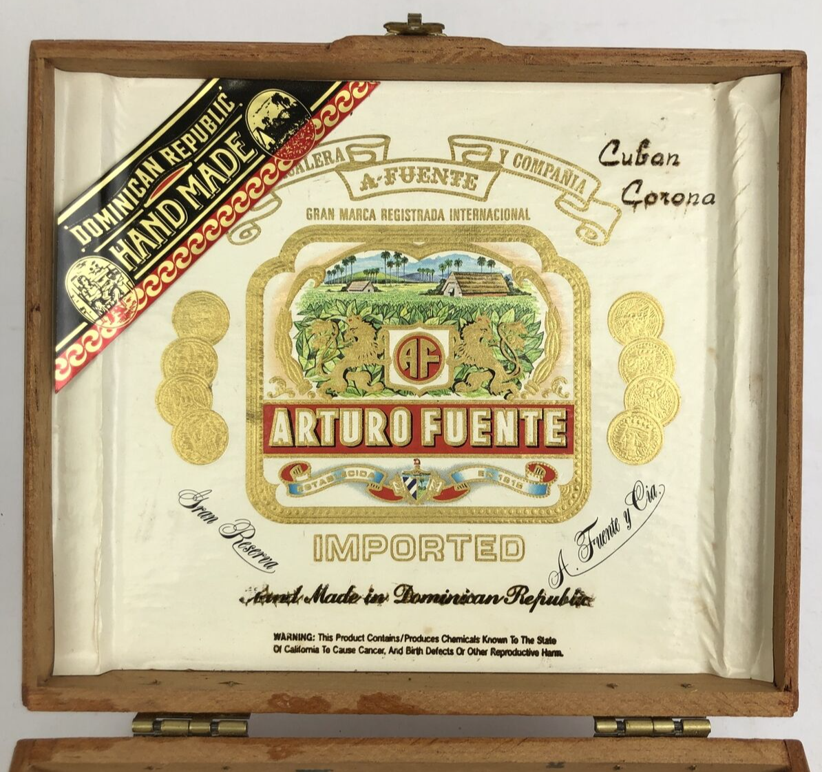 Arturo Fuente Short Story Wood Cigar Box Jewelry Trinket Trapezoid Dominican Rep