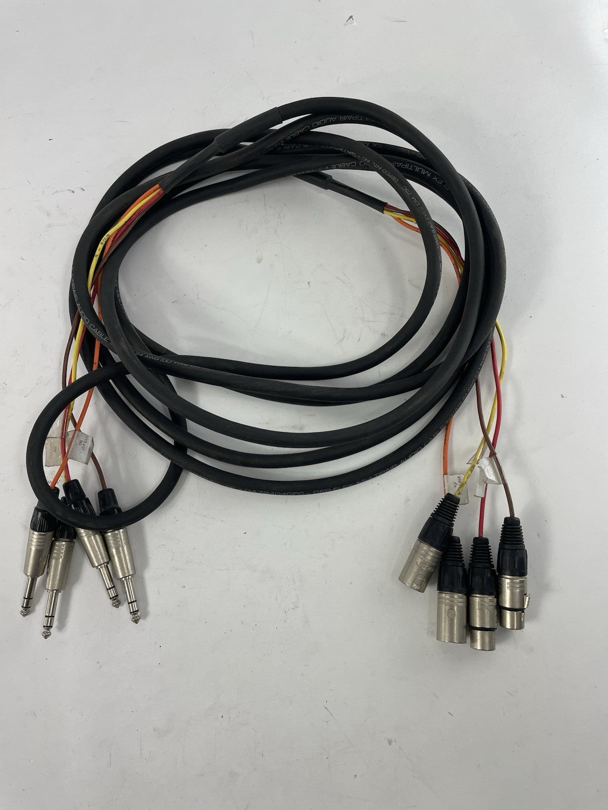 GEPCO 4 Channel Male 1/4" Phone to 3-Pin Neutrik XLR Female Male Snake Cable 20'