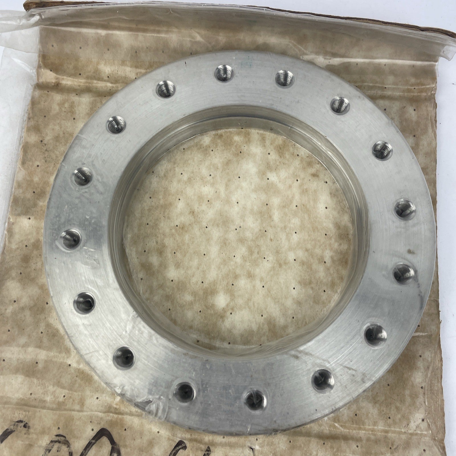 NOS O.D. 6", I.D. 4"" Double Sided CFF Vacuum Conflat Flange Ring 16 bel thread