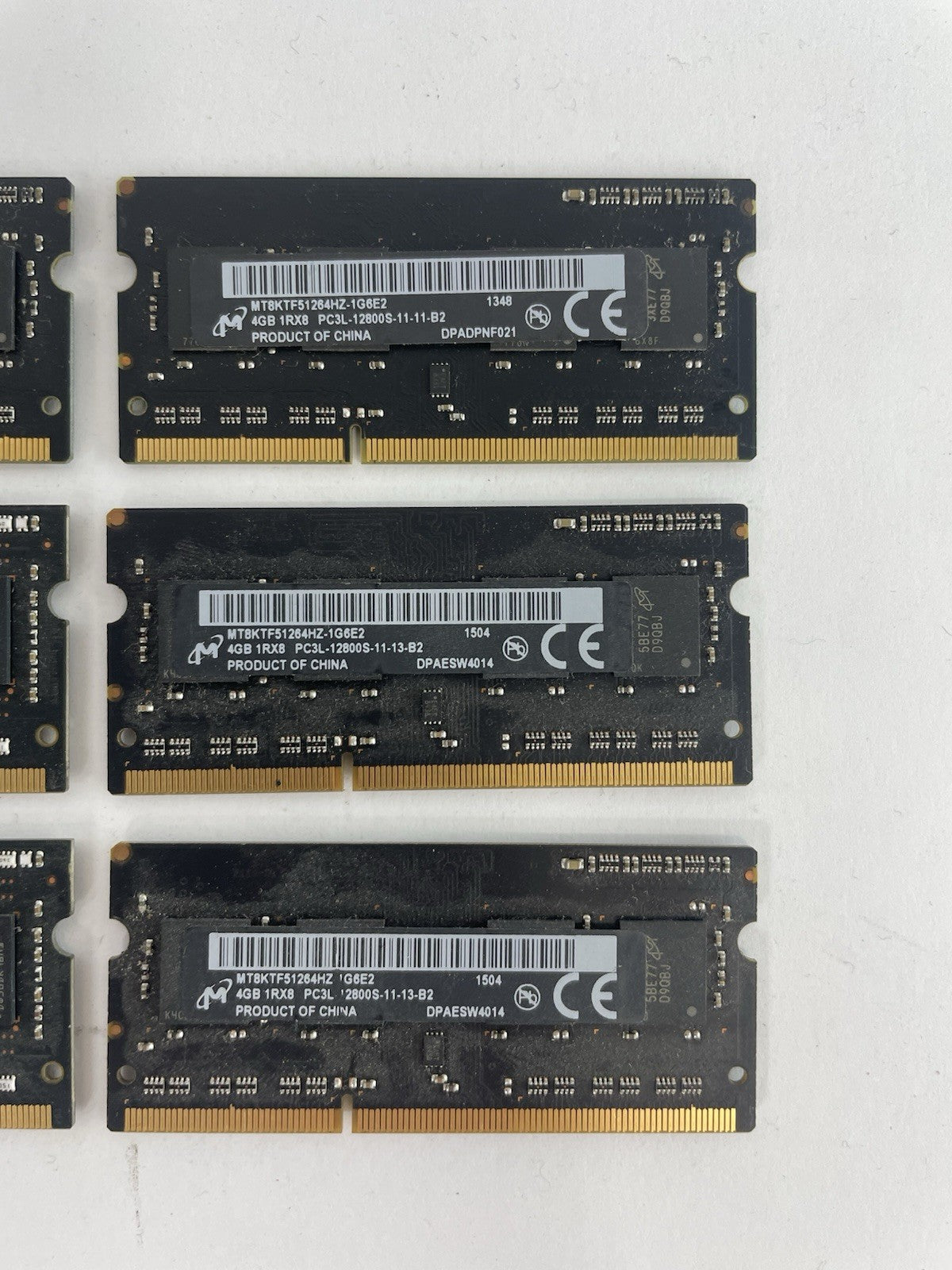 Lot 6 Micron 4GB DDR3L 1600 PC3L-12800S 1Rx8 Laptop RAM SODIMM