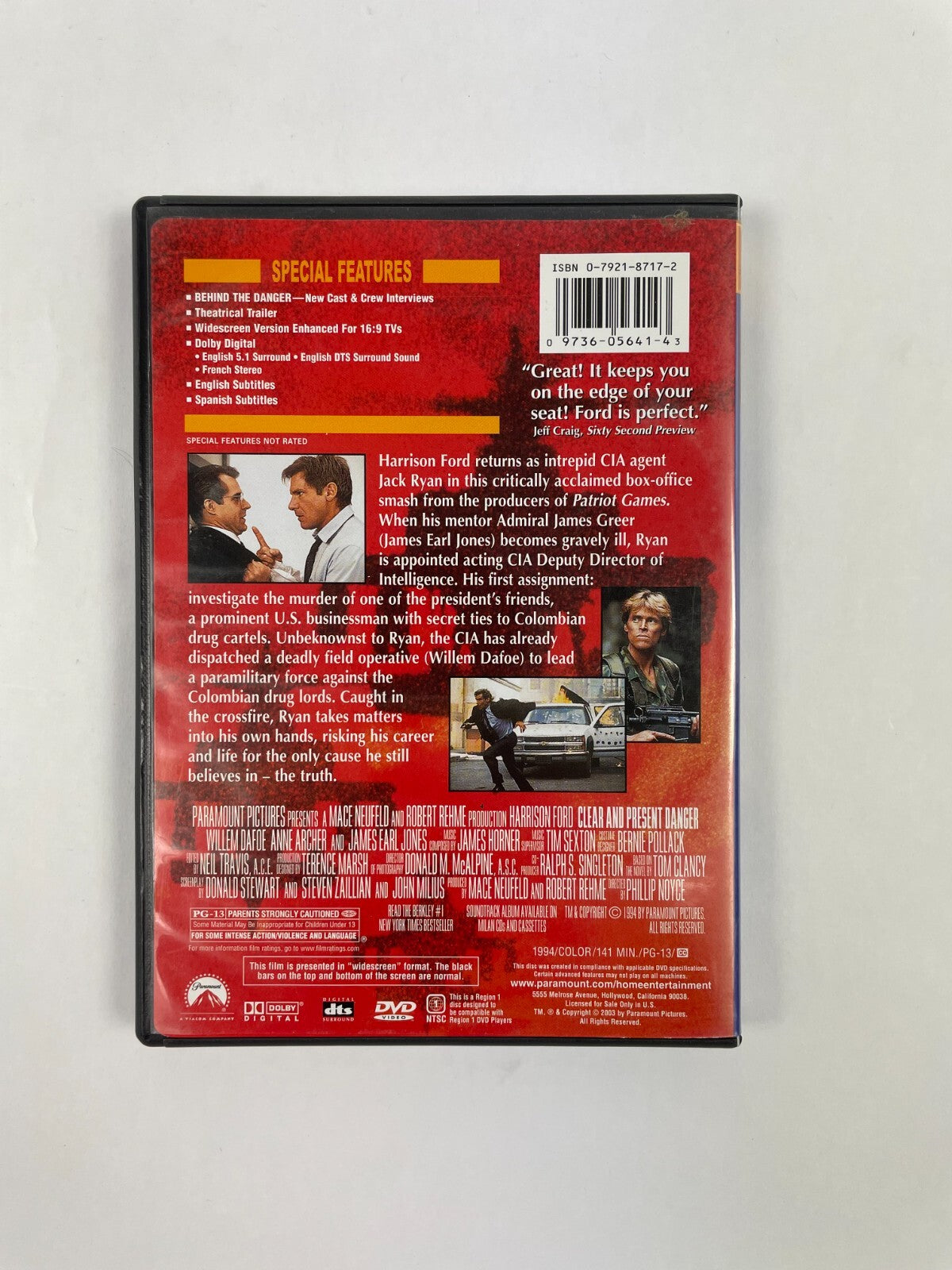 Harrison Ford Clear and Present Danger Special Collector's Edition DVD Movie