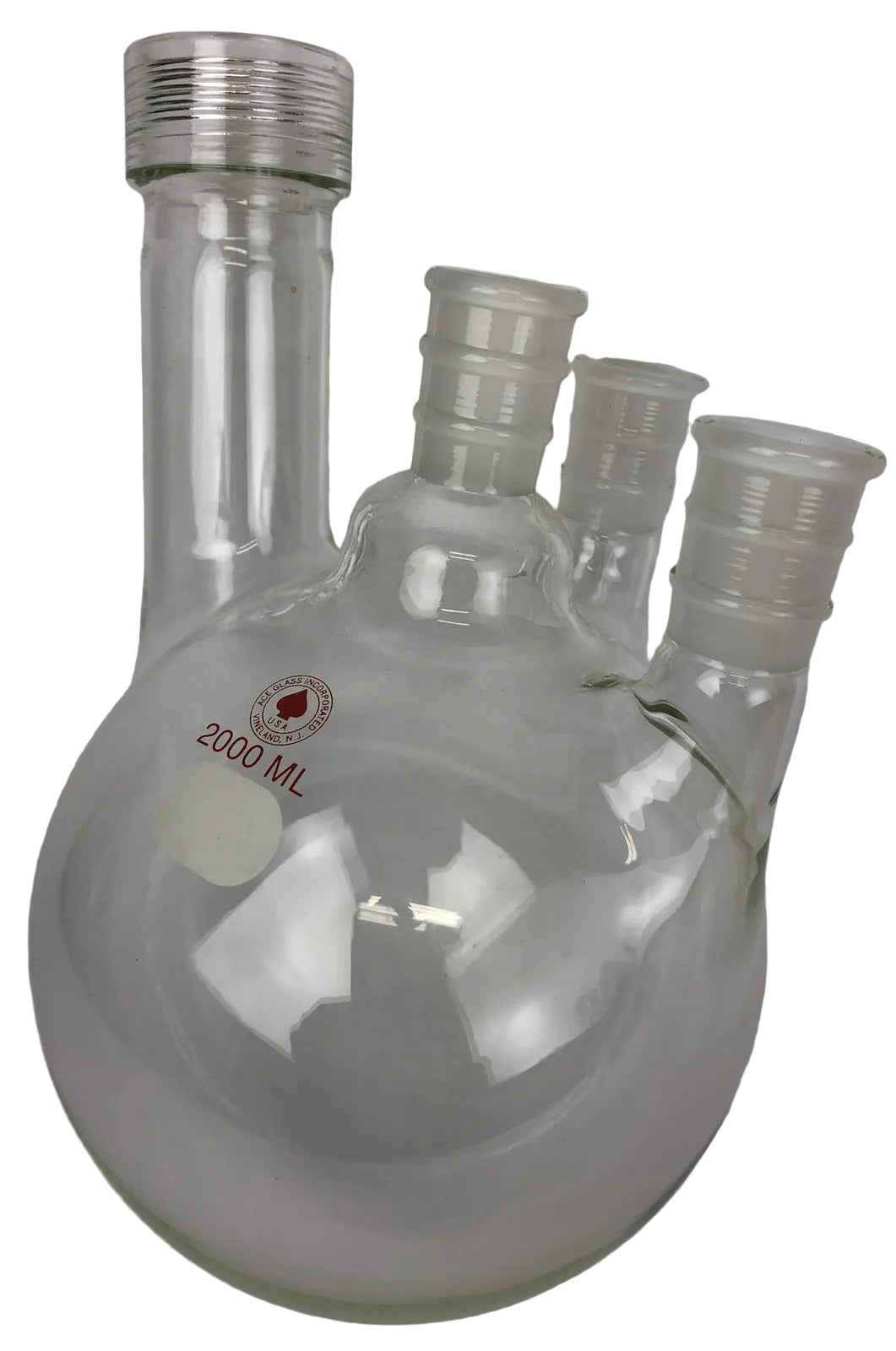 ACE Lab Glass 2000mL reaction vessel with #36 ACE-Thred and 24/40 glass joints.