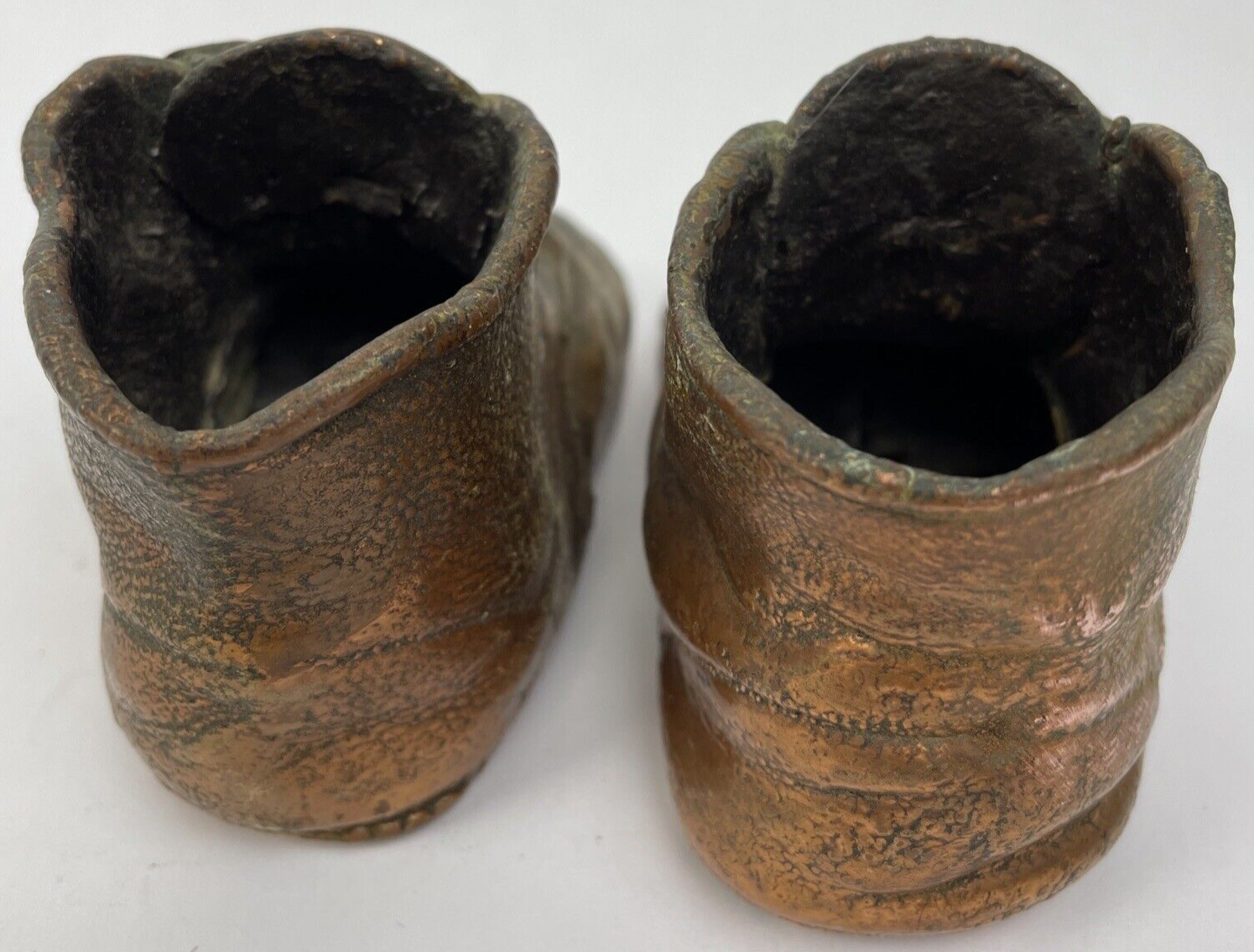 Vintage Antique Baby Brass Bronze Shoes Booties Bronze Dipped Baby Shoes LOOK