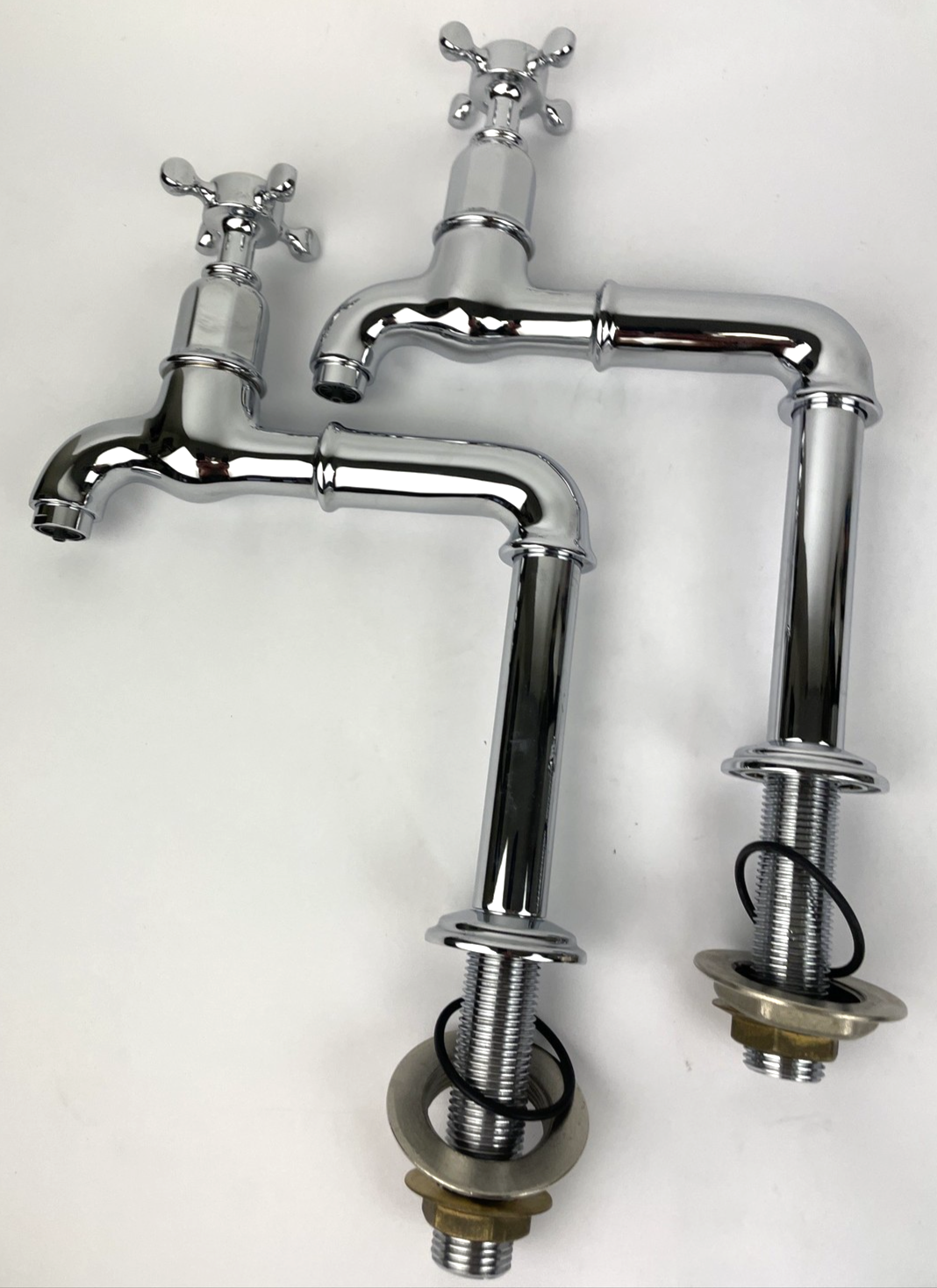OEM Perrin & Rowe Mayfair Vintage SINK Tall BIB Taps Faucet W Cross Handles NOS