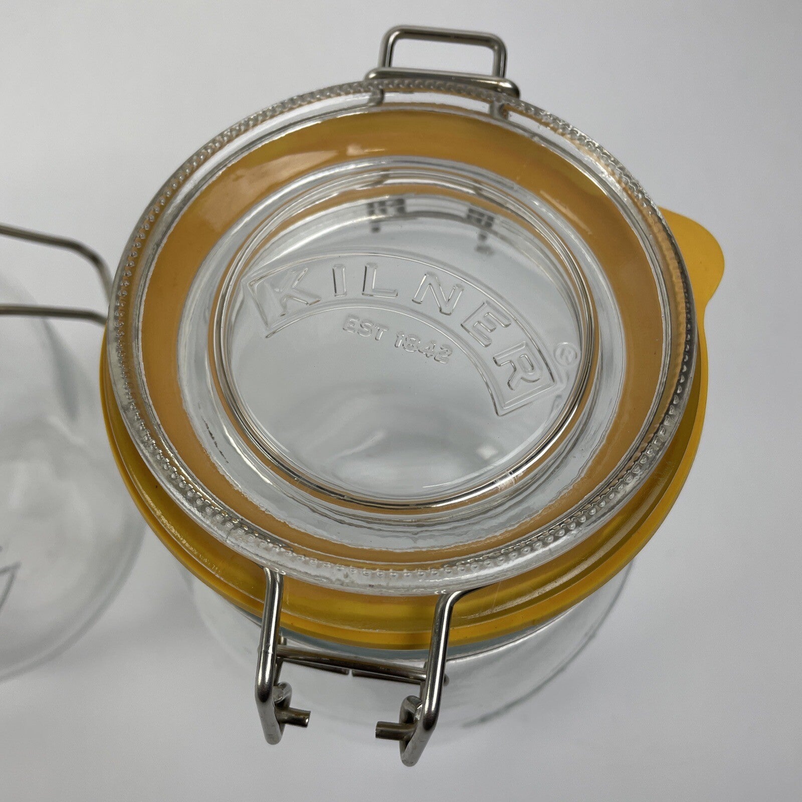 2 x Embossed Kilner Square Glass Hinged Canning Candy Jar Canister Mason Like
