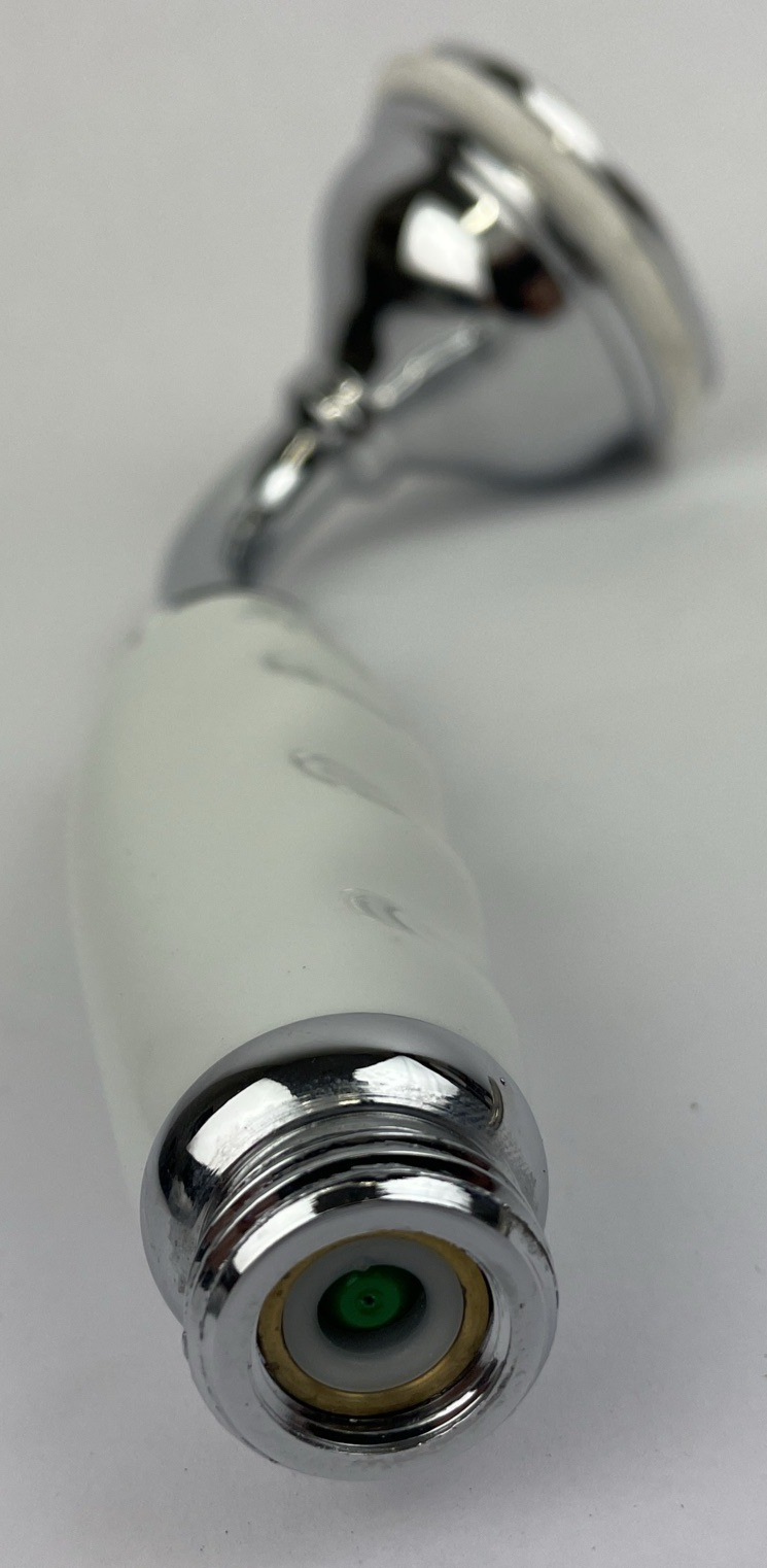 Designer Cooper hand shower with porcelain handle and polished chrome finish for bathroom shower system