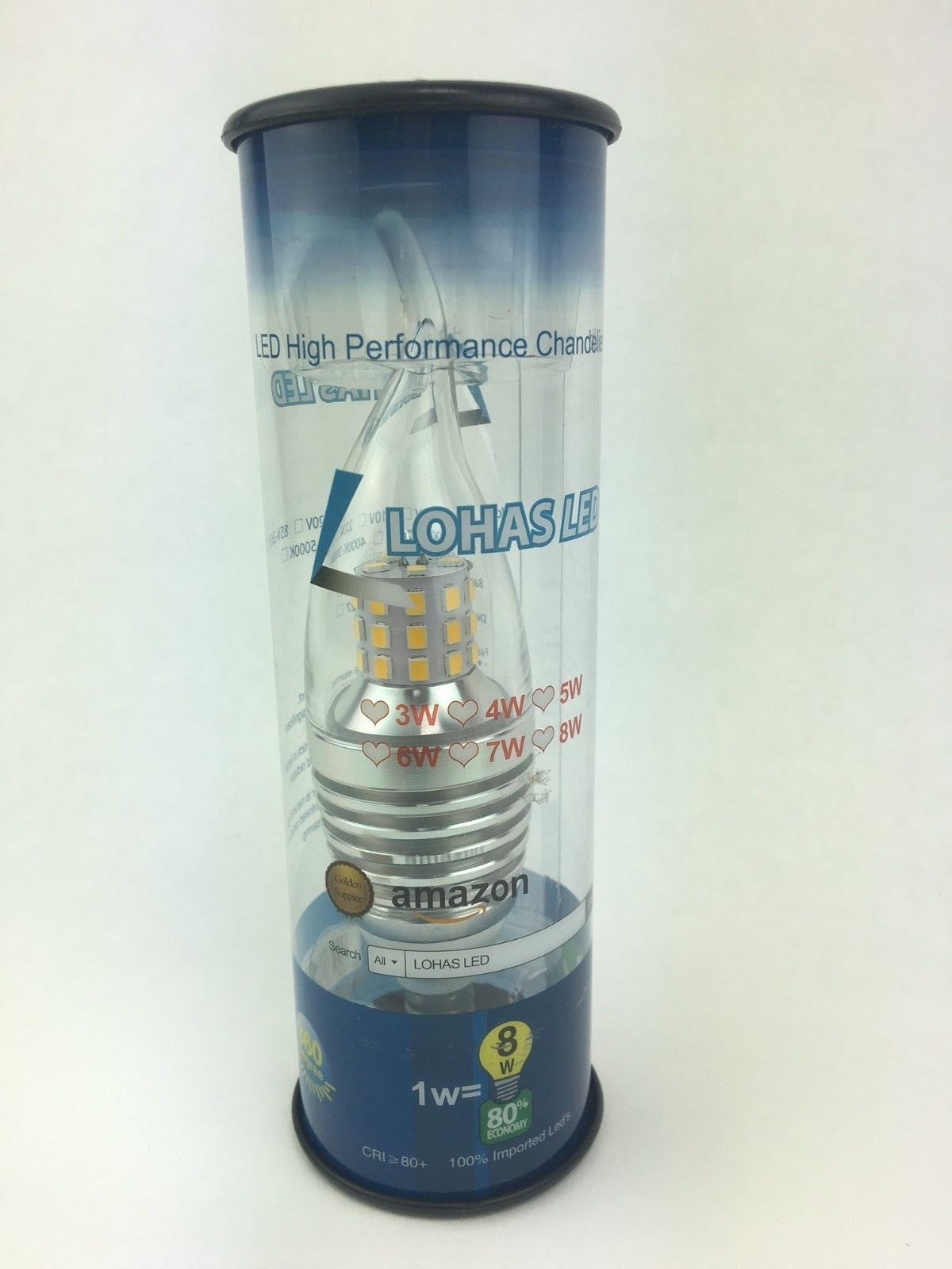 LOHAS SWEETY STYLE 7 Watt Soft White 3000K Ca35 E12 Base LED Candle Bulb, 65-70W