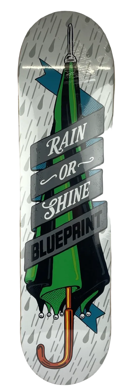 Blueprint Skateboards White Rain or Shine Umbrella Skateboard Deck 7.6" x 31"
