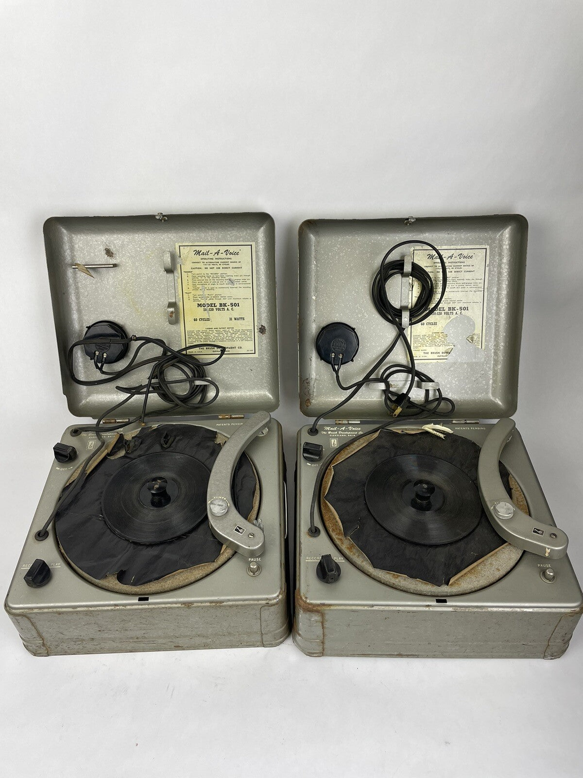 Lot of 2 : Vintage Mail-A-Voice BK-501 Magnetic Disc Recorder
