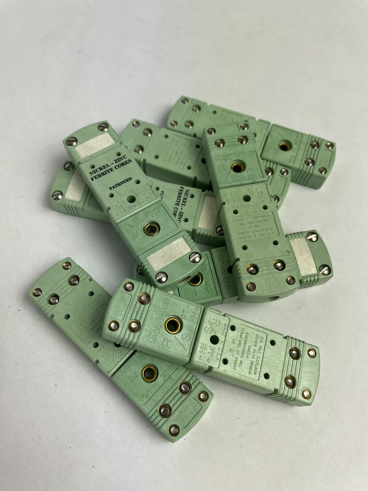 Lot of 8: OMEGA HMPW Series, MiniThermocouple Connector Male Female Zinc Ferrite
