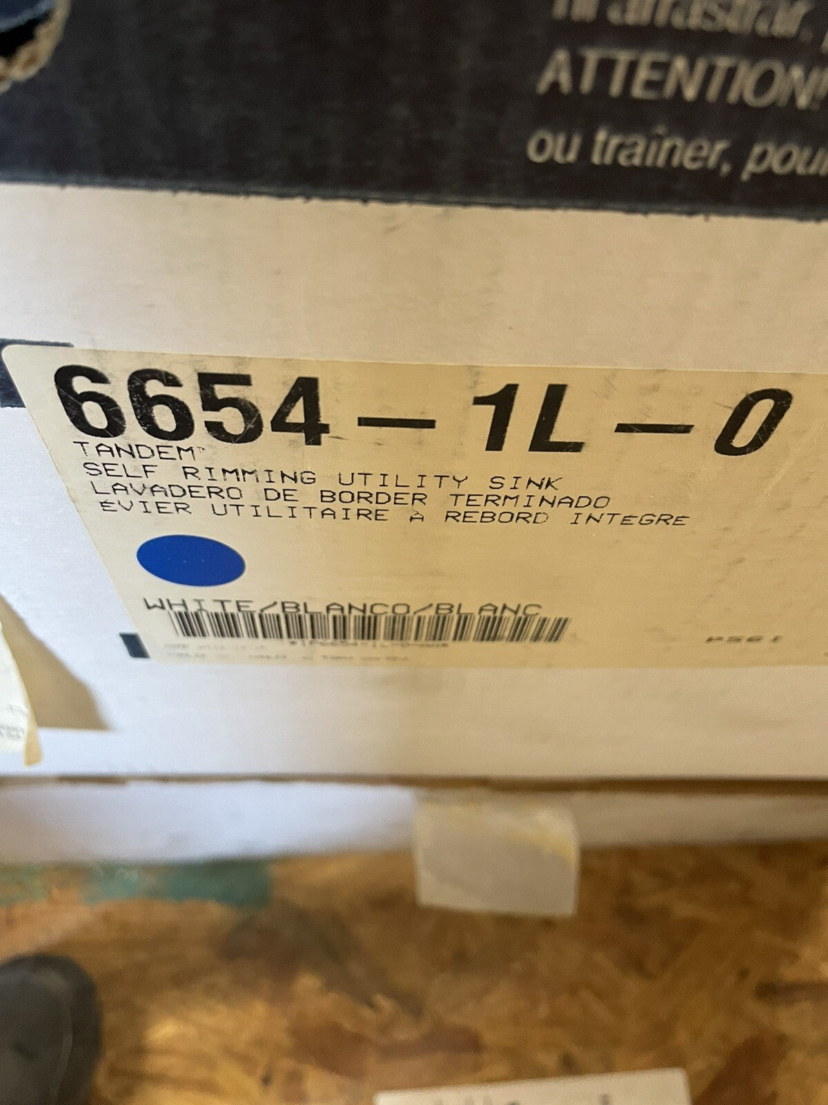 Kohler K-6654-1L-0 top mount utility sink white with left faucet hole