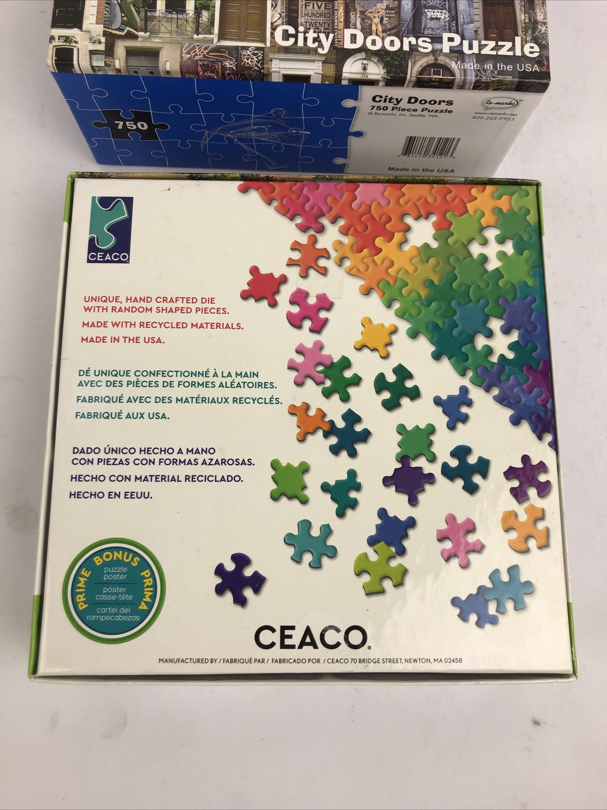 Lot of 2 x 750 Piece Puzzle Lot - Ceaco All Aboard Train, Re-Marks City Doors,