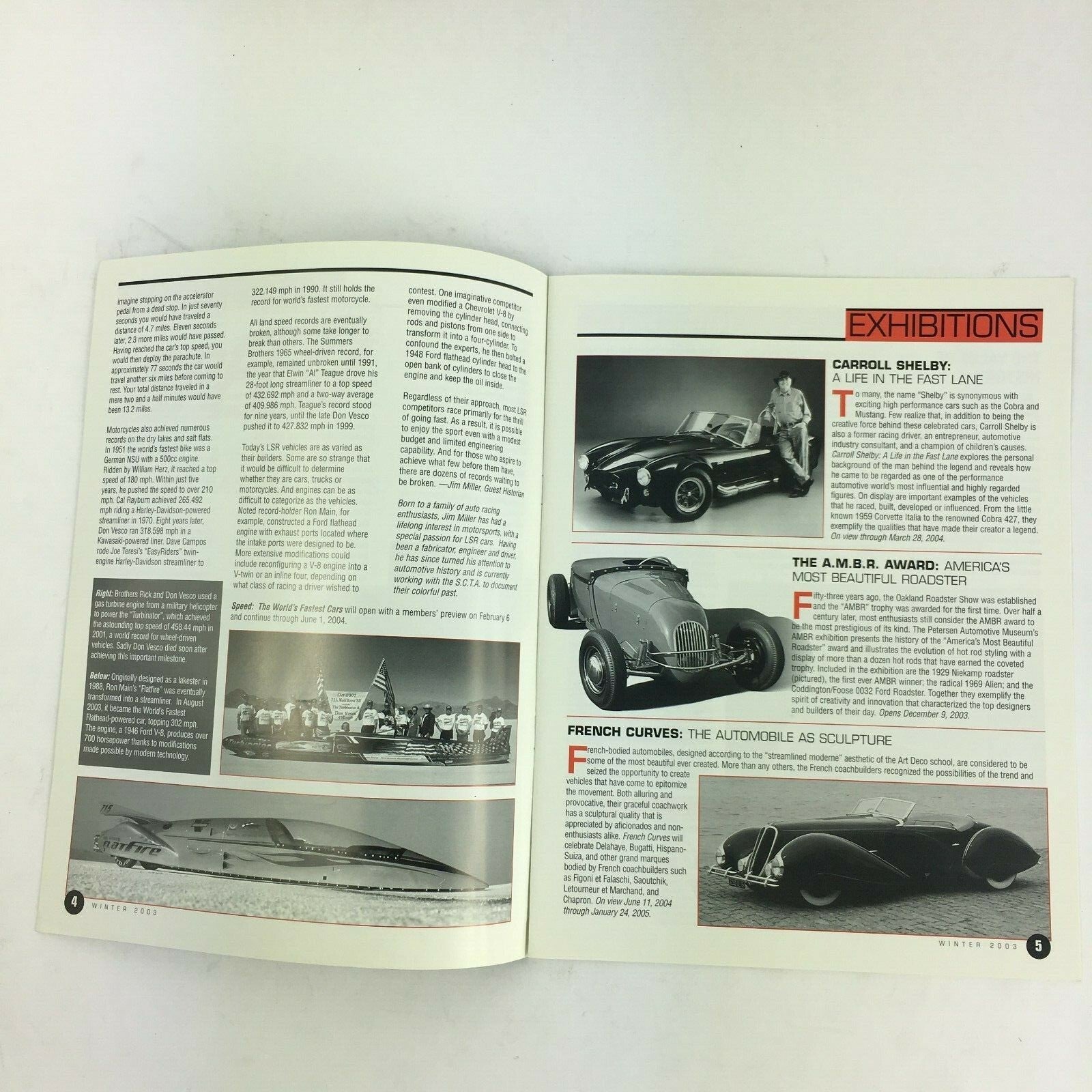 Winter 2003 Volume 8 Petersen Automotive Museum Speed The World's Fastest Cars