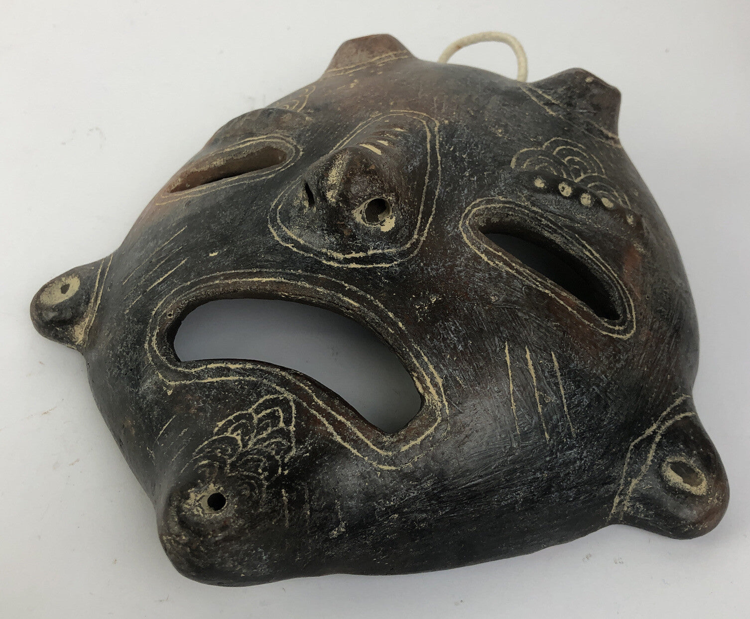 Rare African Art sculpture Terra Cotta Tribal Mask Wall Art - LOOK 8" x 8"
