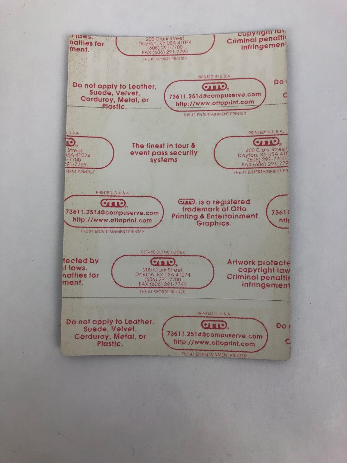 Megadeth sticker for 1999 2001 RISK HERO Tour satin backstage pass Local Crew