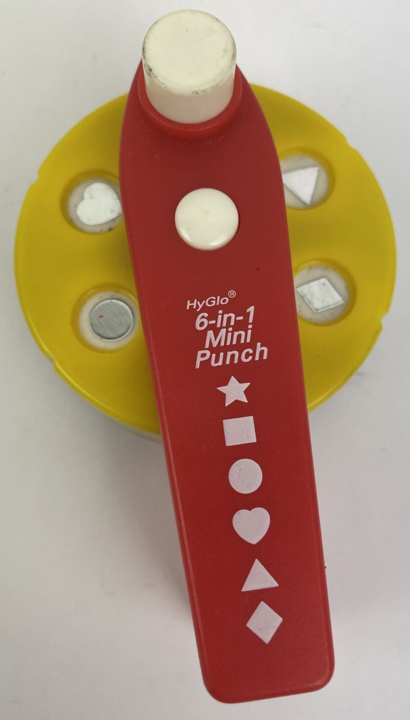 HyGlo 6-in-1 Mini Paper Punch - American PAT. 104107 6 Diff Punches Star Heart+