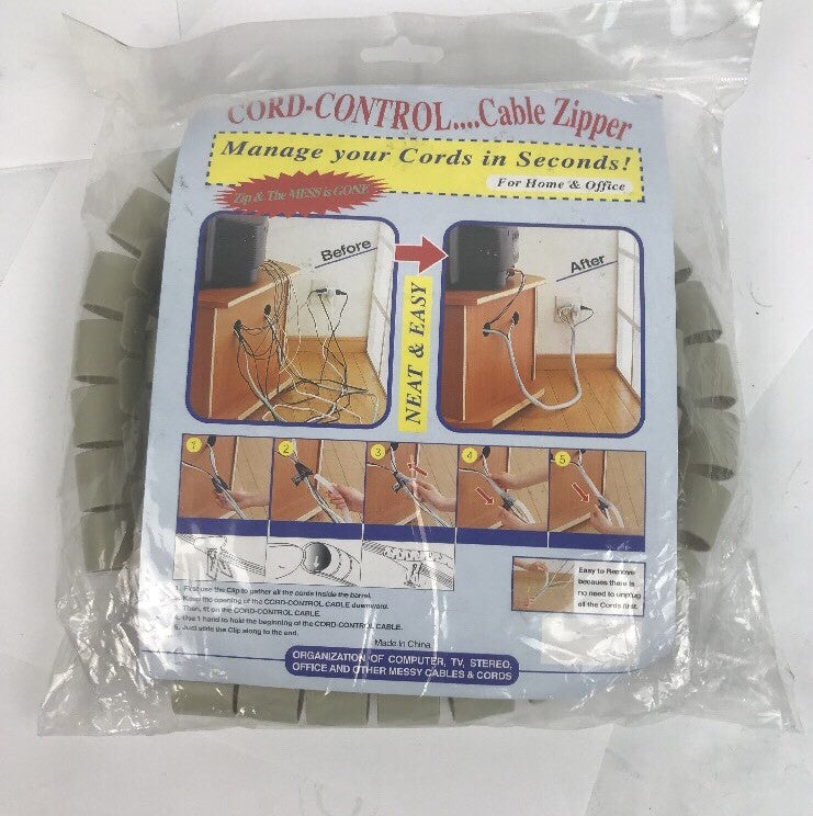 Vintage Cord-Control Cable Zipper Sleeving Kit For Home/Office NIP 5’ Mng Cords
