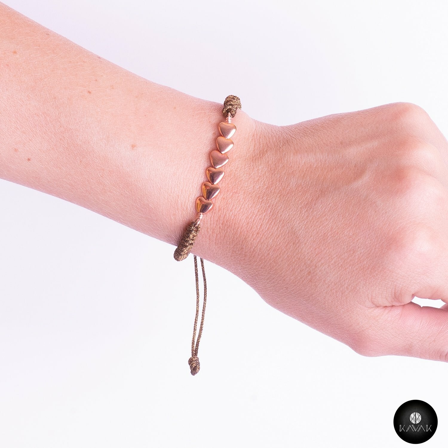 Kavak Handmade Women's Bracelet Rose Gold Plated Ties of Hearts (Rose Hearts)