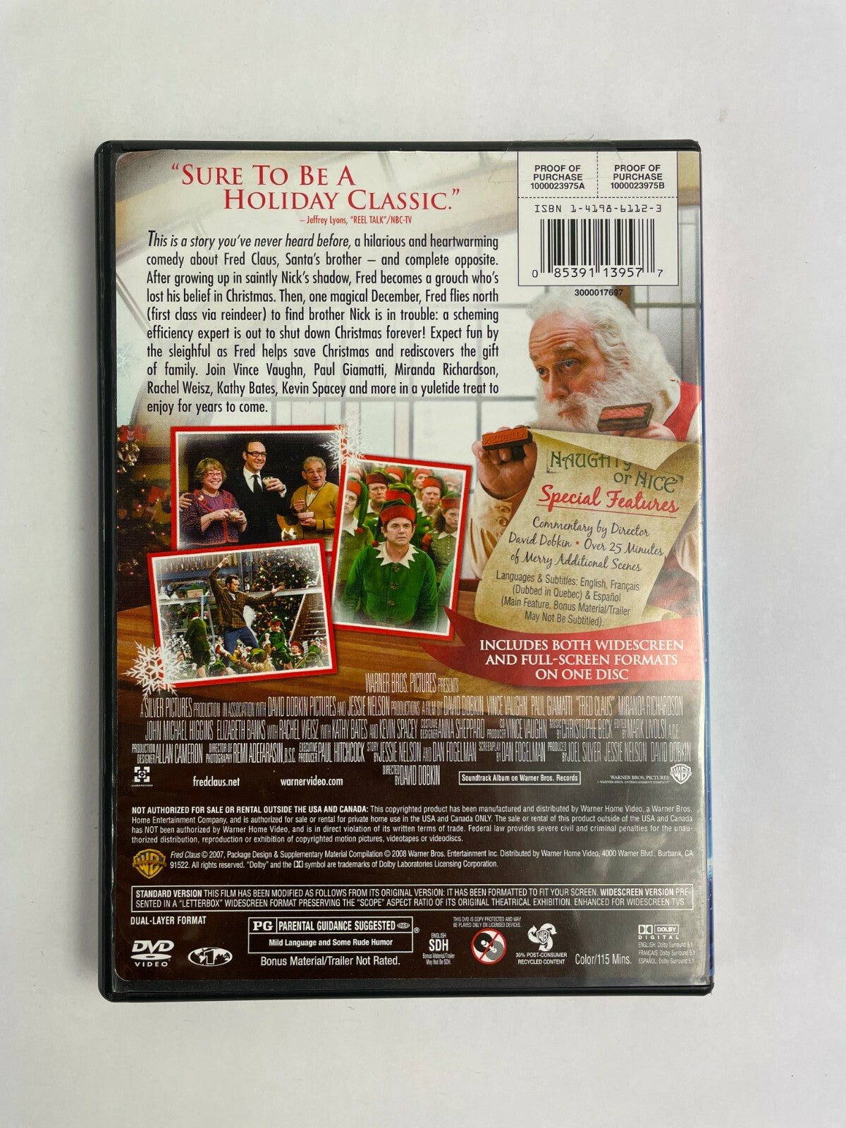 Vince Vaughn Paul Giamatti Fred Claus Fun Holiday Cheer DVD Movies