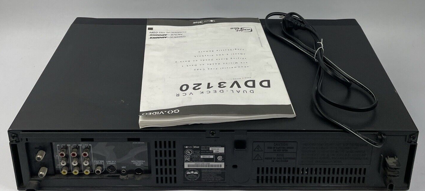 Go-Video DDV3120 Dual-Deck VHS VCR Recorder Player NO REMOTE - AS IS NOT TESTED