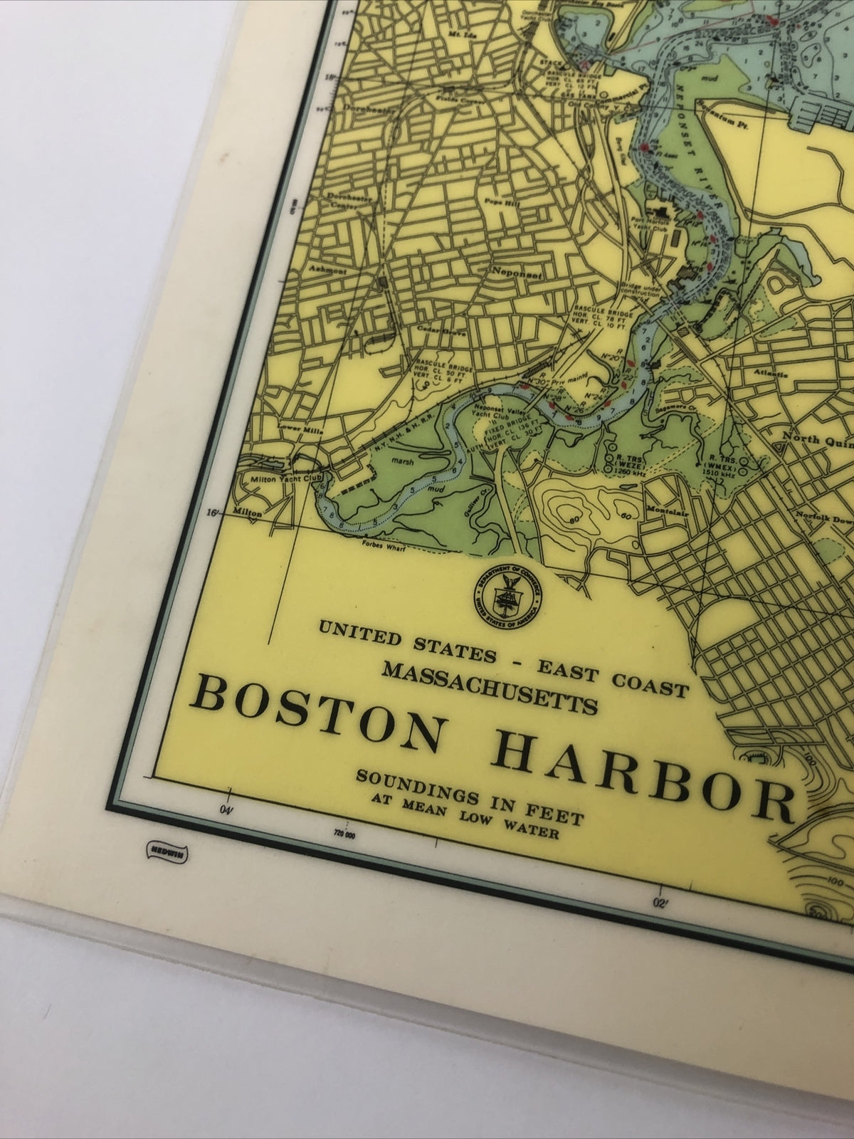 Boston Harbor Massachusetts United States Nautical Sonar Chart Map Laminated