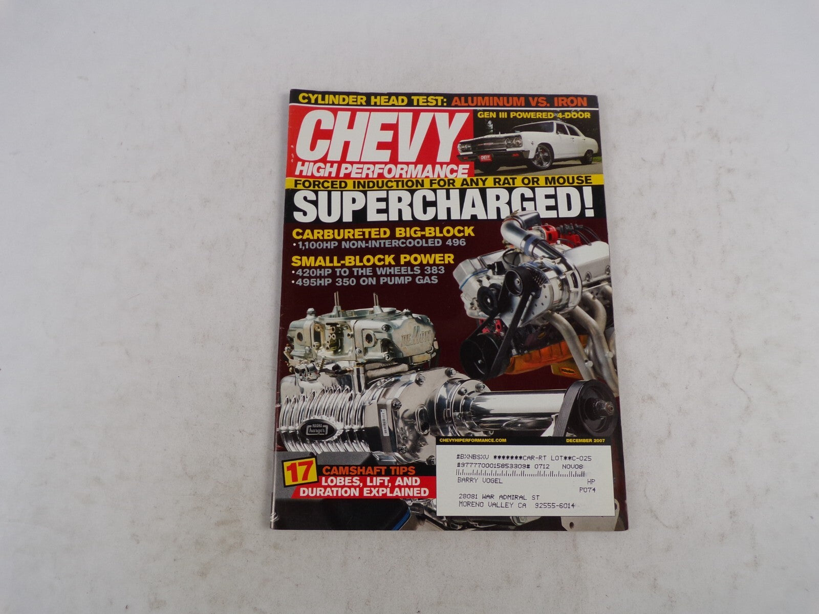 December 2007 Chevy High Performance Super Charged Forced Induction 1100HP 420HP