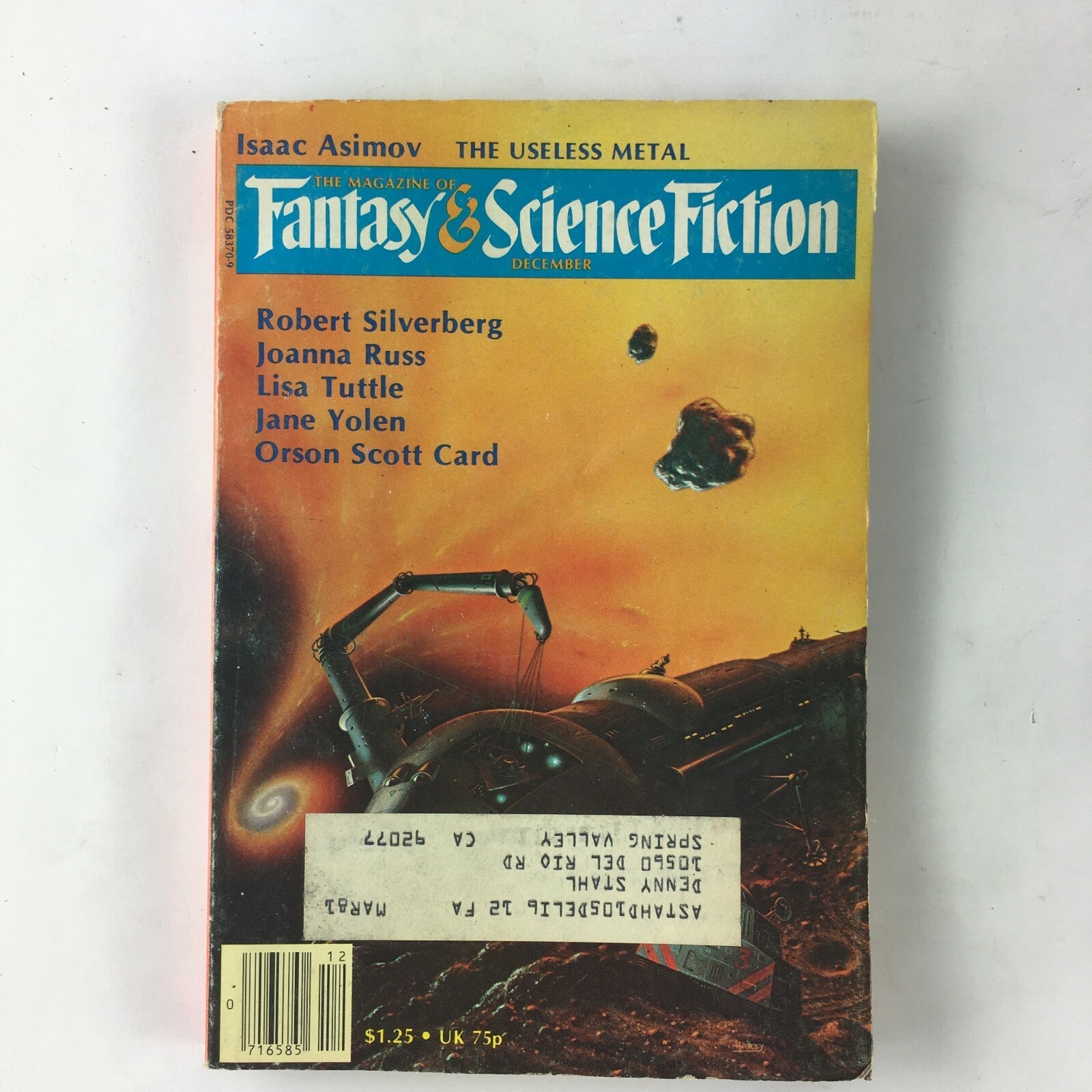 December Fantasy&Science Fiction Magazine RobertSilverberg JoannaRuss LisaTuttle