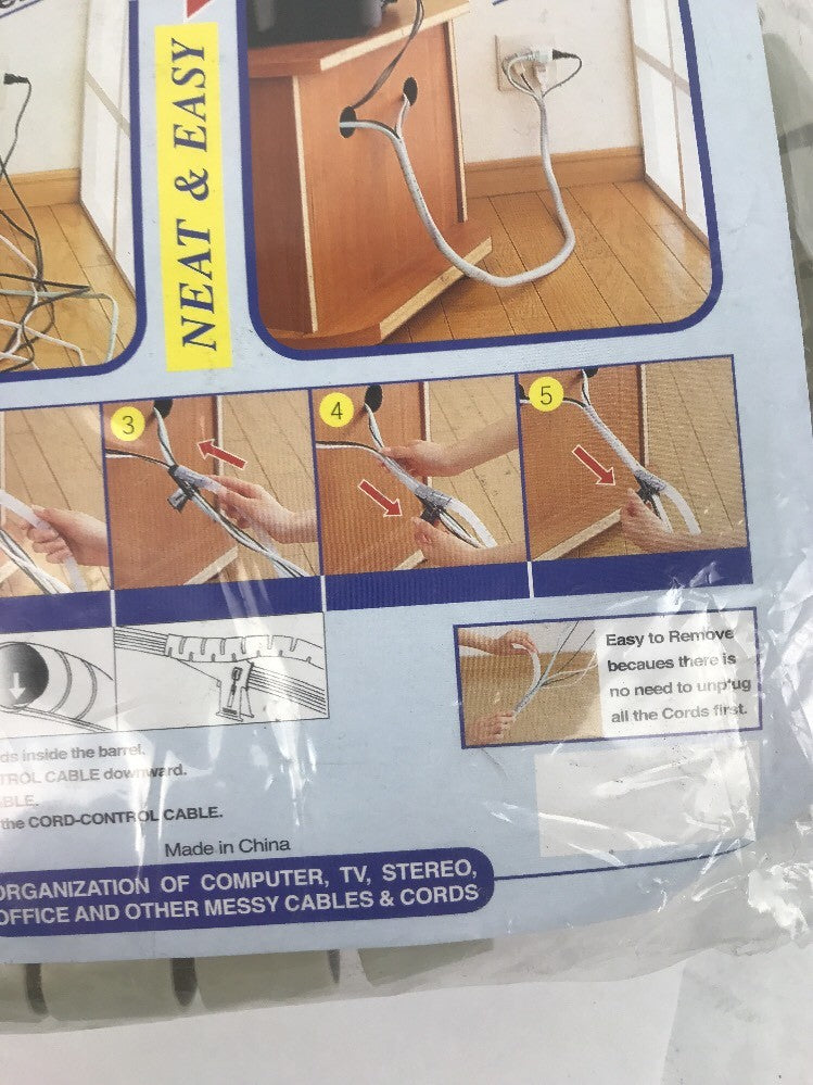 Cord-Control 5-foot zippered cable management sleeve kit NIP