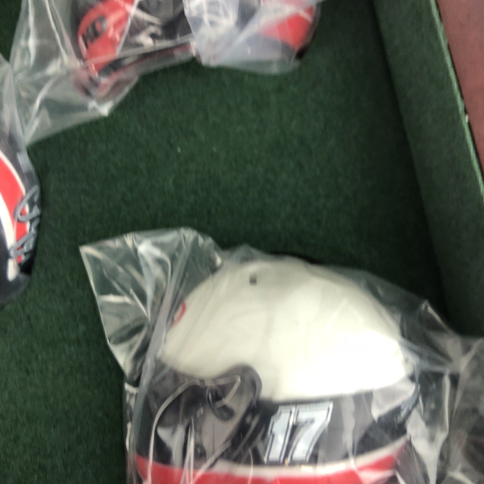 ESPN Team Dish Allstars NASCAR five mini helmets with real wood presentation display box