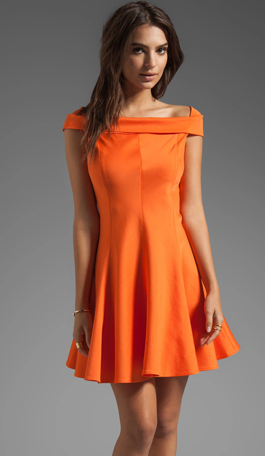 Halston Heritage PM150480 Ponte Dress Size 6 Flame Orange NWT