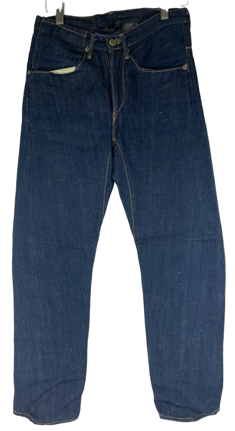 Vintage Levi's Hemp Cotton Jeans 26 x 32 USA Made Red Stencil Tag Dark Wash RARE