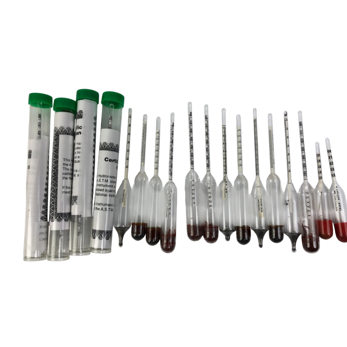 Lot 18 Vintage Specific Gravity Heavy Medical Urinometer Hydrometer - LOOK