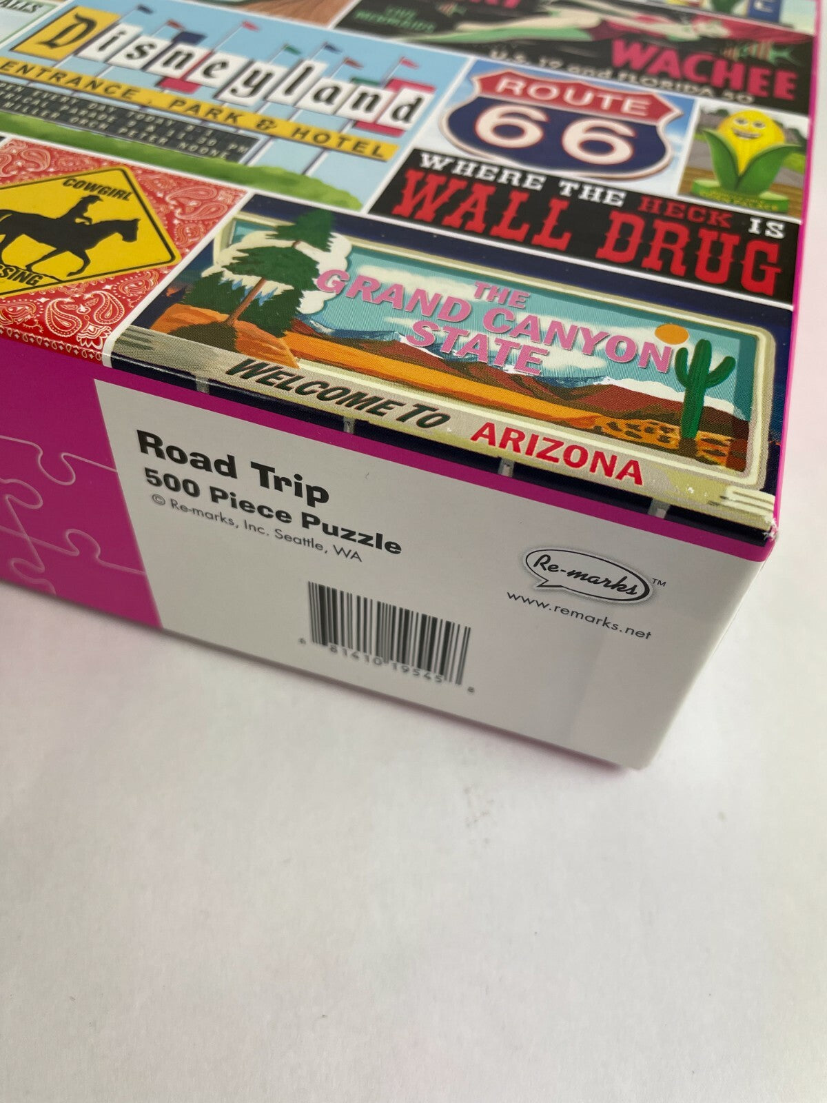 Road Trip 500 Piece Puzzle Route 66 Where The Heck is Wall Drug Glacier Bay M1