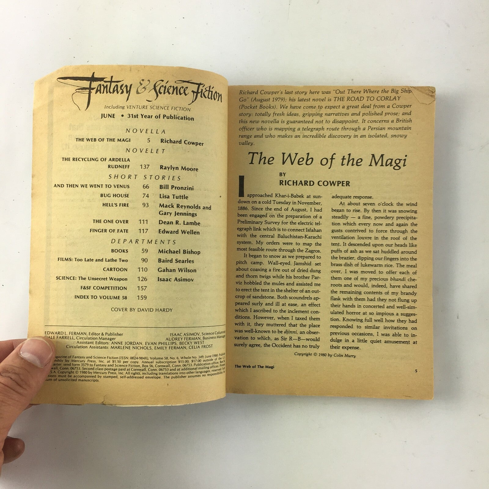 June Fantasy&Science Fiction Magazine The Web of the Magi Richard Cowper Mack R