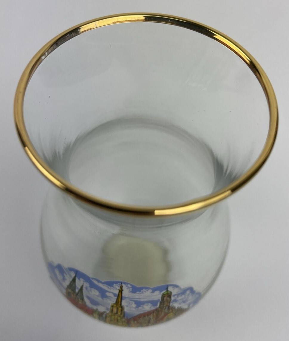 Vintage Nurnberg Schoner Brunnen Souvenir 5" 0.25L Glass German Vase