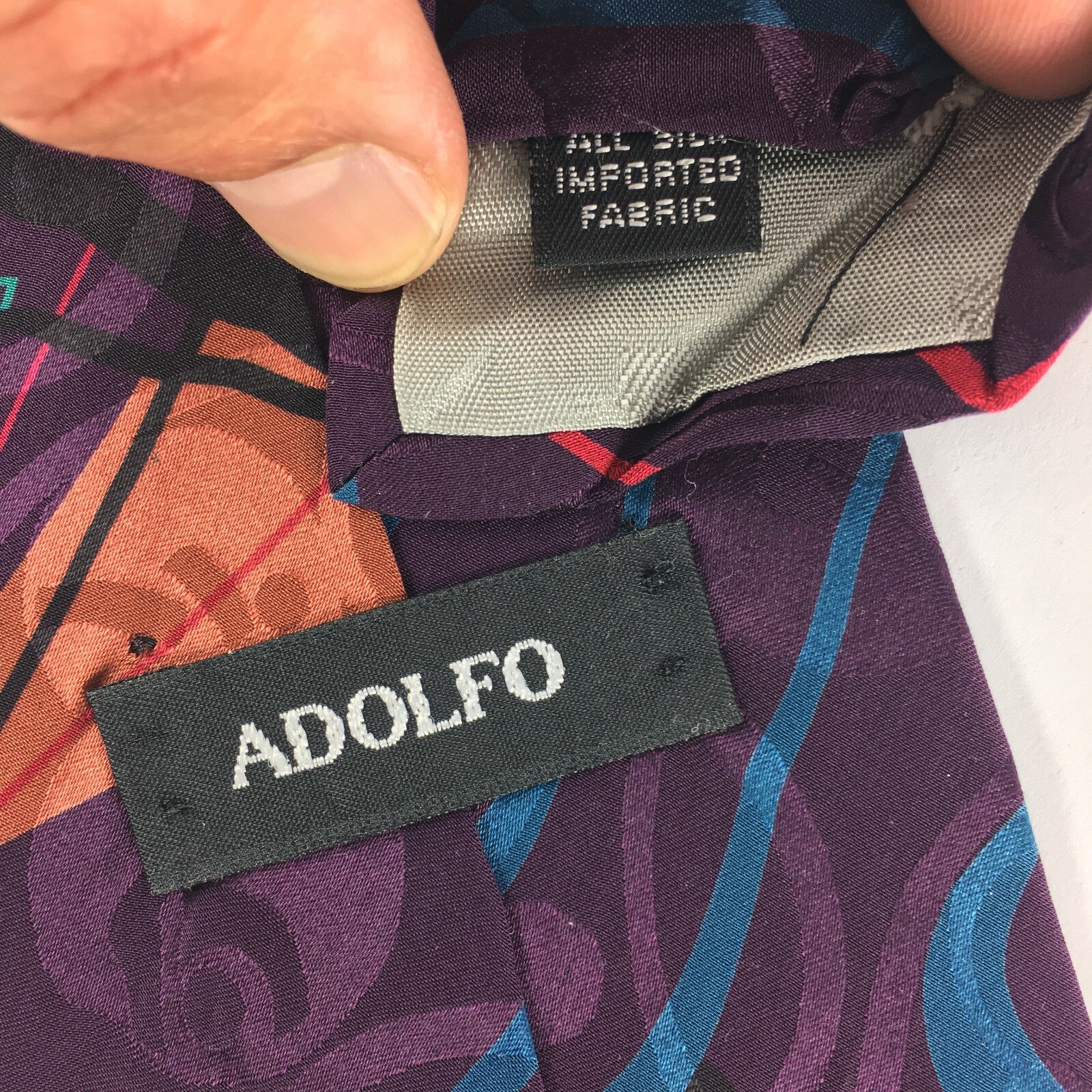 Genuine Adolfo 100% Silk Handmade Stylish Formal/Casual Tie Multi Coloured