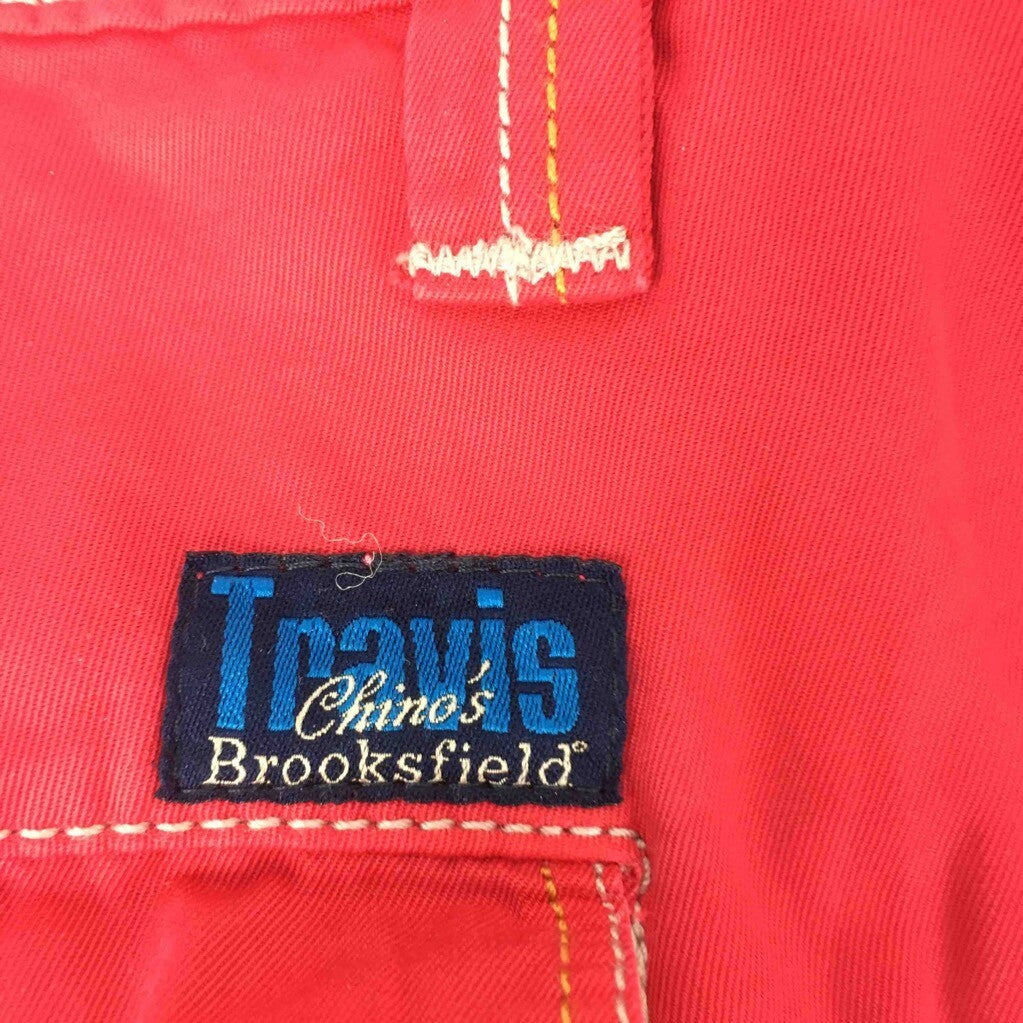 Travis Brooksfield Mens Chino Pants Red Action Tailored Zip Fly 100% Cotton 54