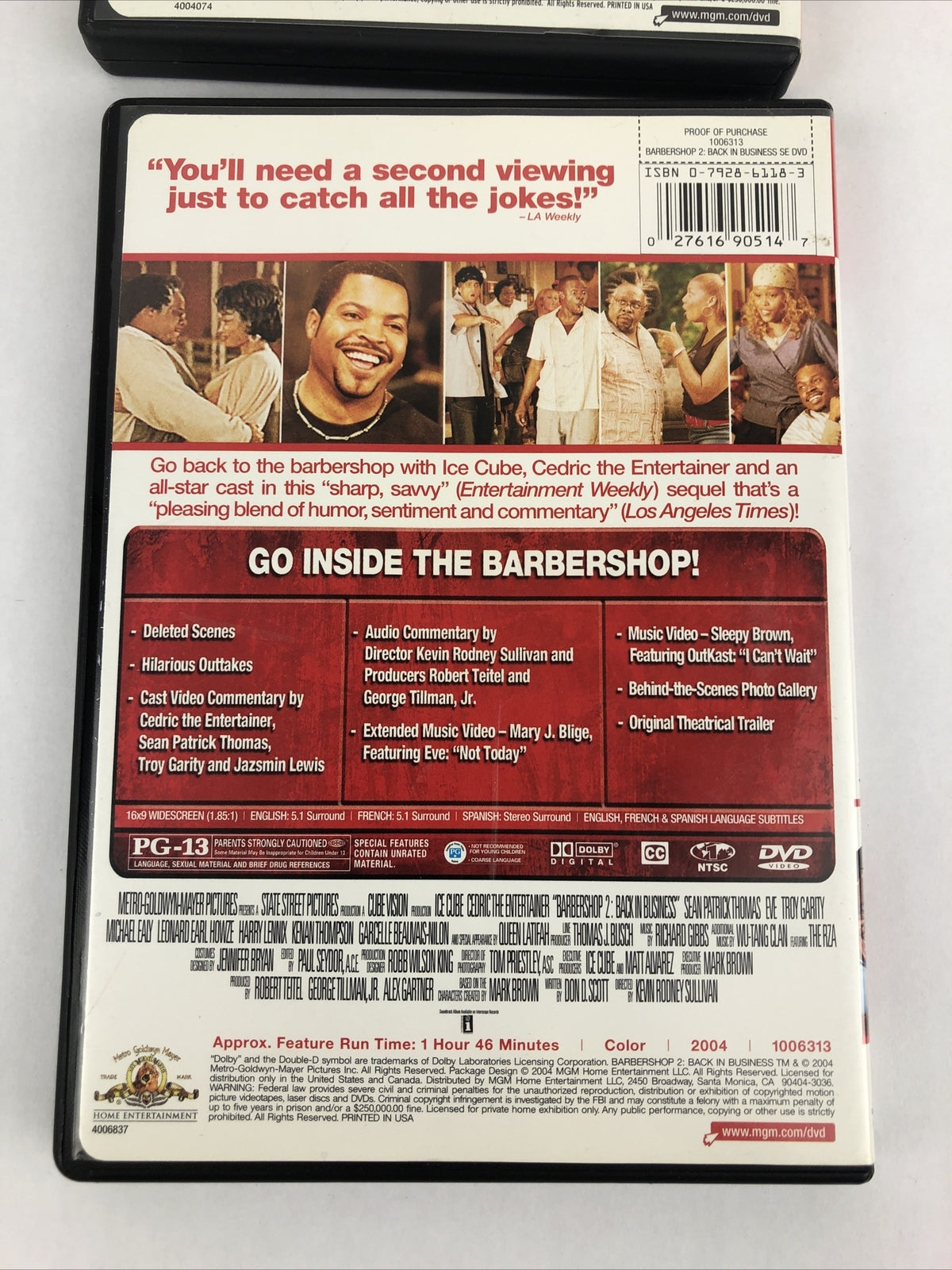 Barber Shop 1 & 2 LOT Back In Business DVD Movie Ice Cube Cedric The Entertainer